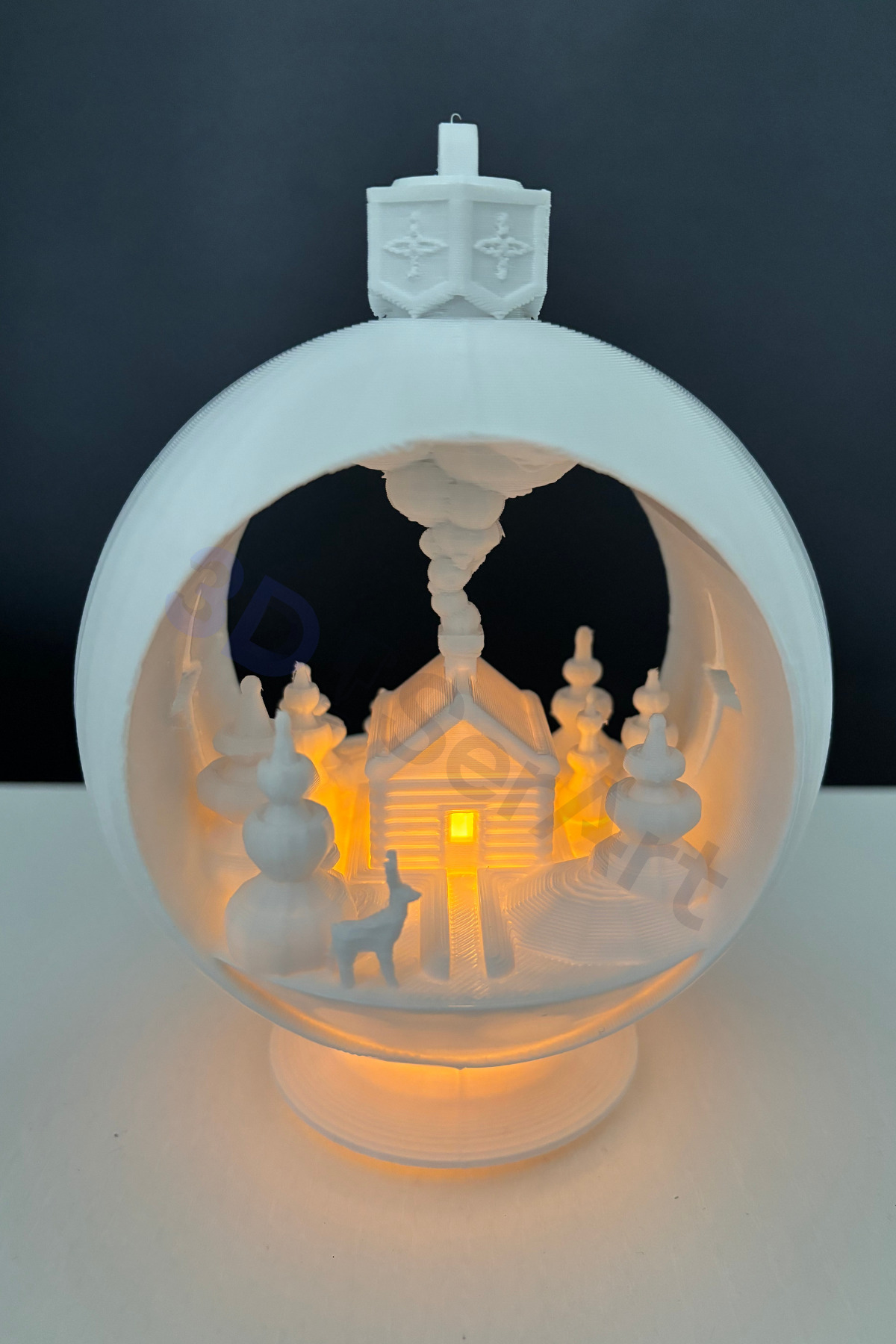 گوی برفی SNOW GLOBE NIGHT LIGHT با باتری شمع هدیه سال نو طرح ویژه حلقه دو طرفه و آویز از ترکیه 3D SerArt