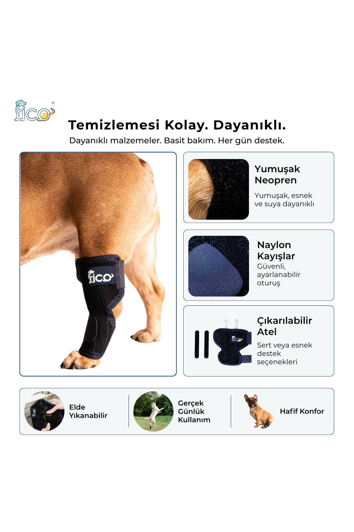 ارتز مچ پای عقب سگ فیکو پتس Fico pets، مدل HB، پارچه‌ای سرمه‌ای