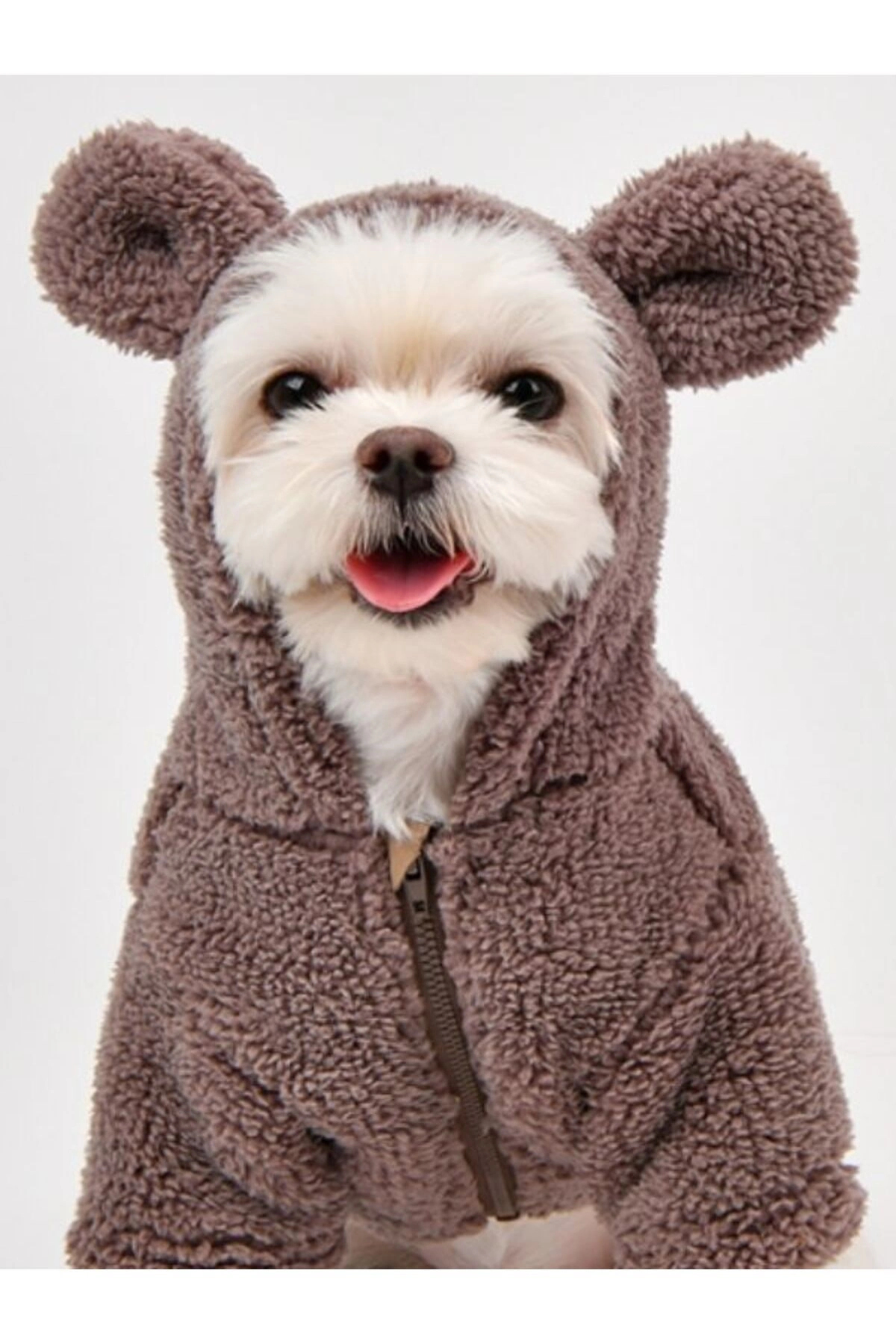 لباس سگ پلار‌دار اولچی Olchi Furry Friends، قهوه‌ای، مدل OAVD-TS6340
