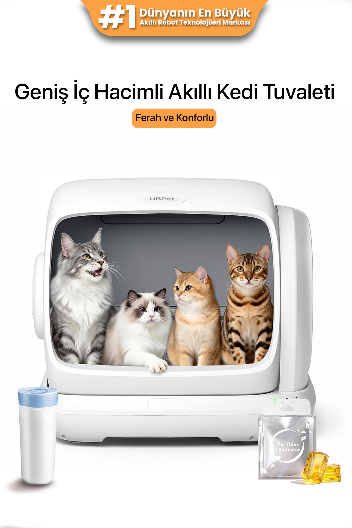 توالت گربه هوشمند خودکار یوبی‌پت UBPet مدل C41، ظرفیت ۱۰۶ لیتر، حسگر وزن