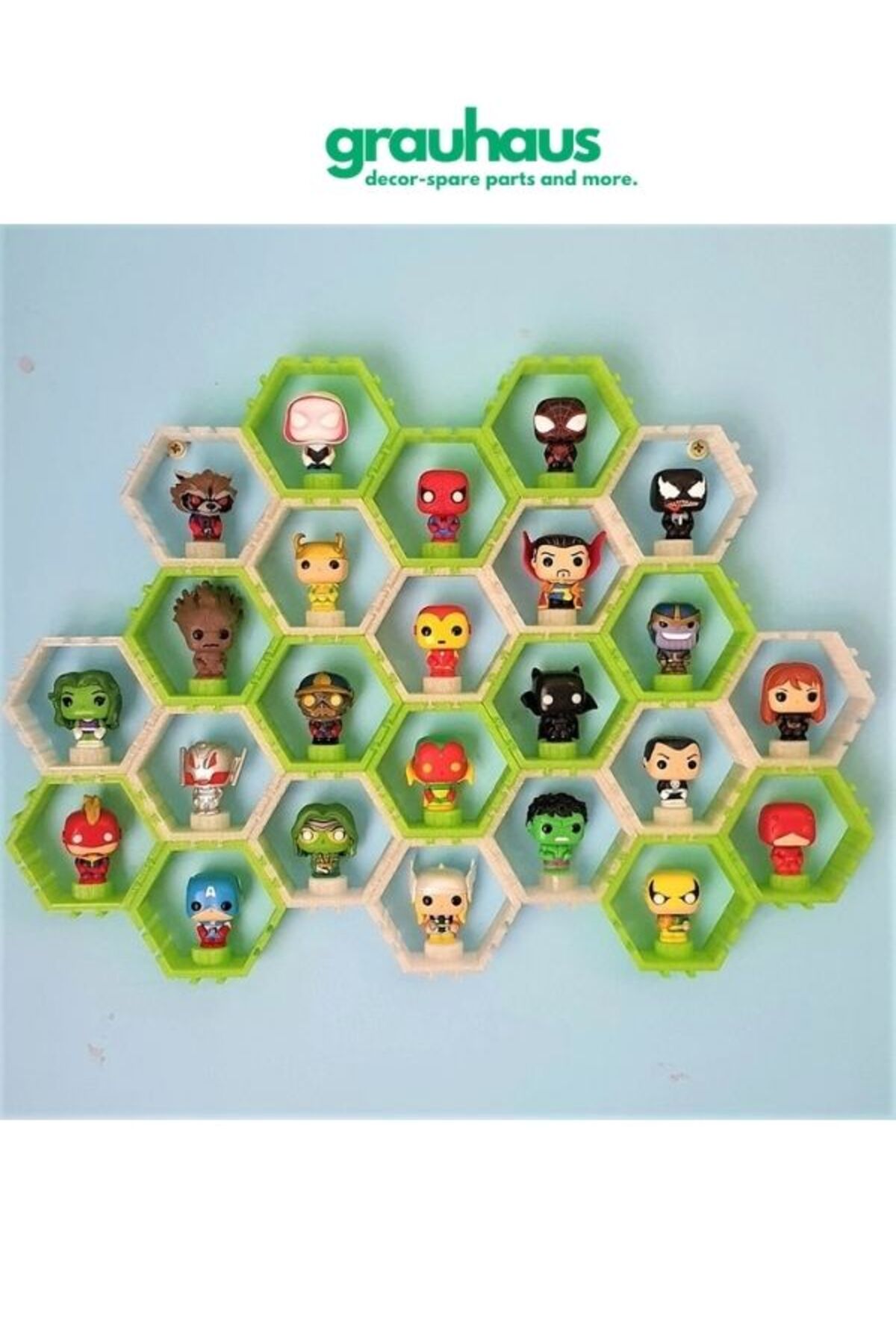اسباب بازی های فیگور دیگر 2 پاپ! ست قفسه شش گوشه FUNKOS سبز و سفید GRAUHAUS