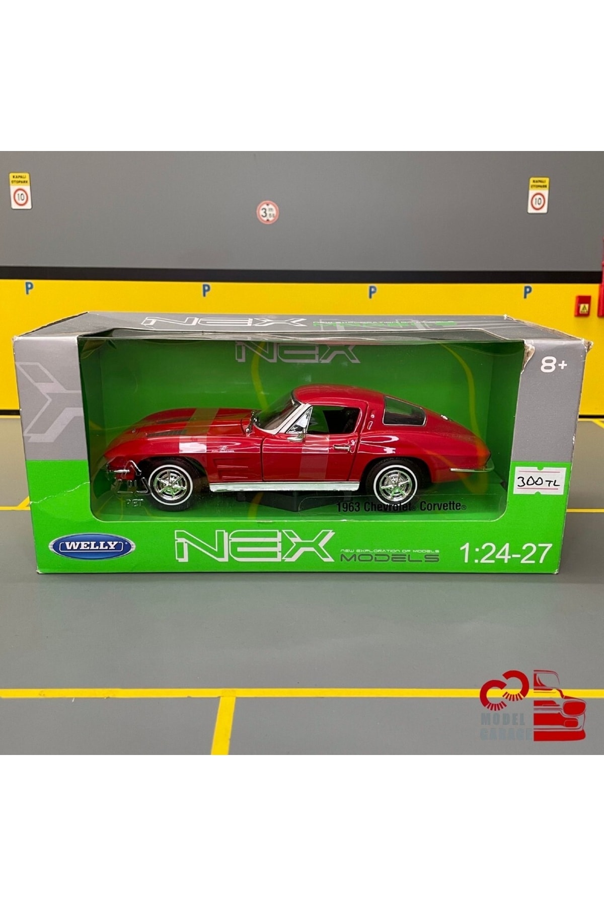 مدل خودرو شورلت کوروت 1963 1 24 مقیاس C&amp;C گاراژ ماشین فلزی دیکست اورجینال WELLY