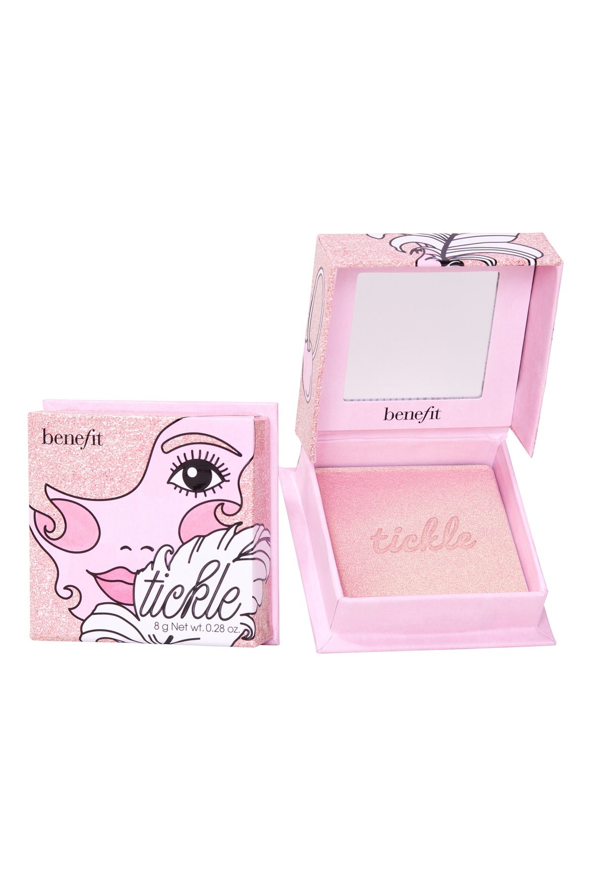 کرم پودر TICKLE هایلایتر صورتی طلایی روشن 8 گرم اورجینال benefit cosmetics
