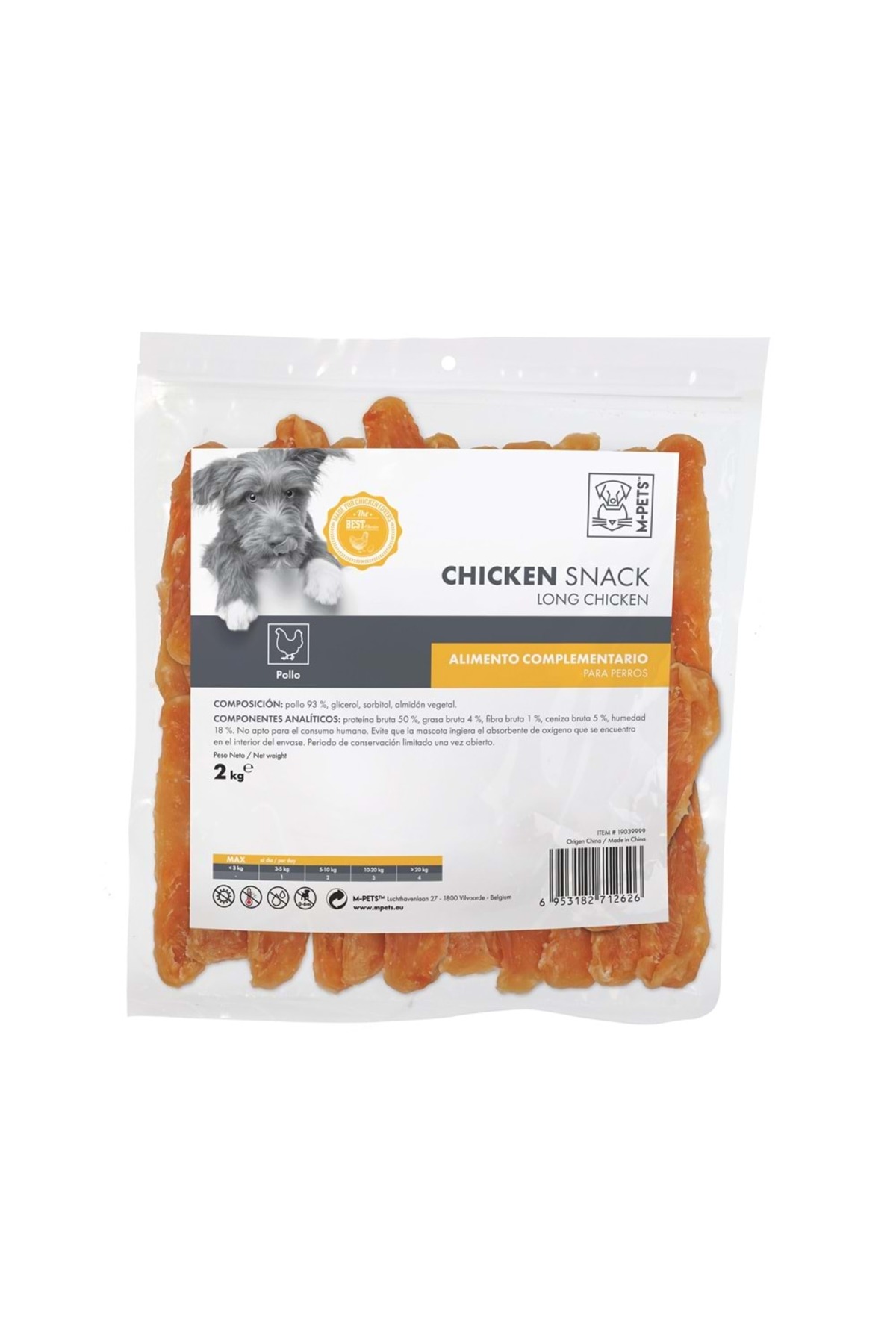 تشویقی سگ ام‌پتس M-PETS، Bite Delight Long Chicken، ۲ کیلوگرم