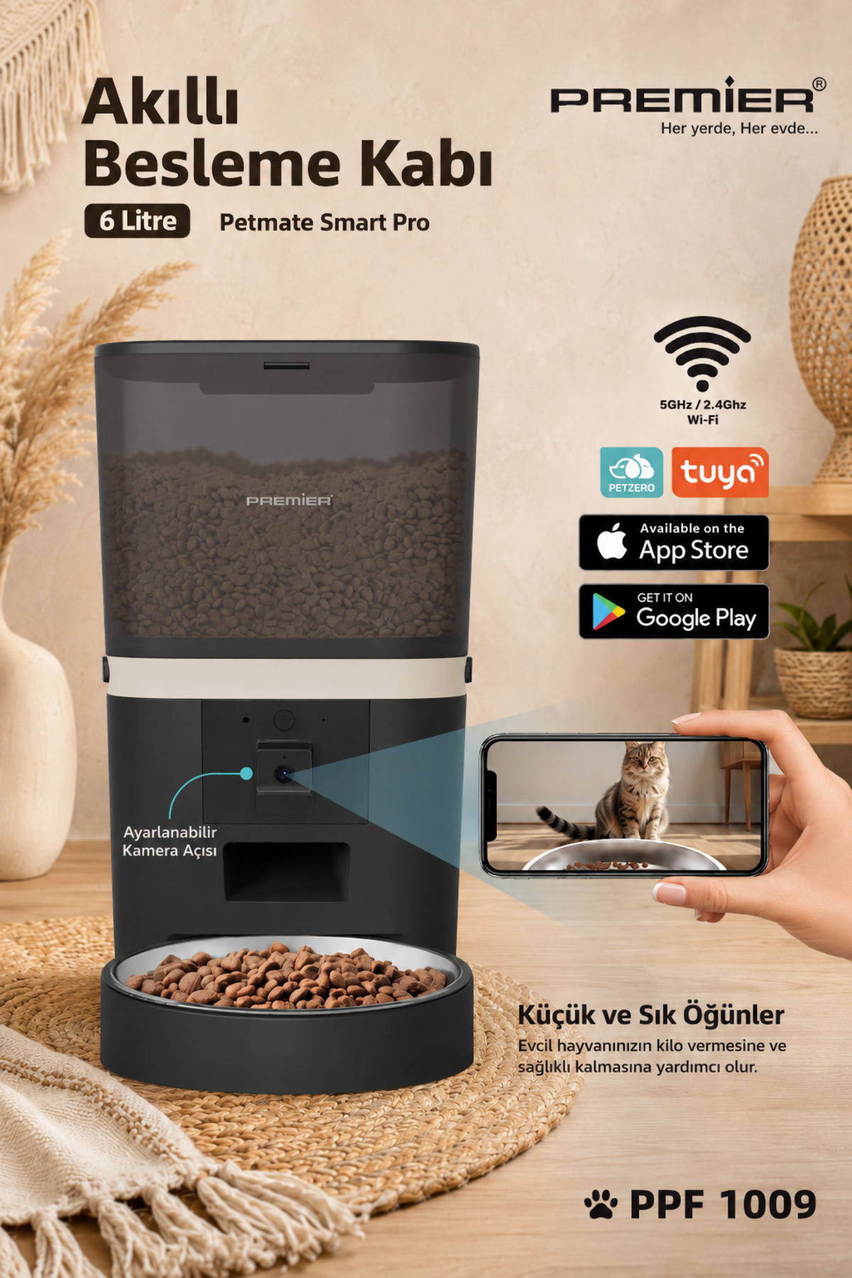 ظرف غذای هوشمند حیوانات خانگی پریمیر Premier Petmate Smart Pro، مدل PPF 1009، مشکی