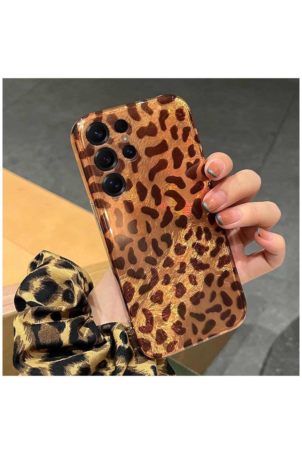 کاور و قاب سامسونگ GALAXY S22 ULTRA COMPATIBLE ZEBANA LUXE LEOPARD SILICONE DESERT TITANIUM اورجینال Zebana