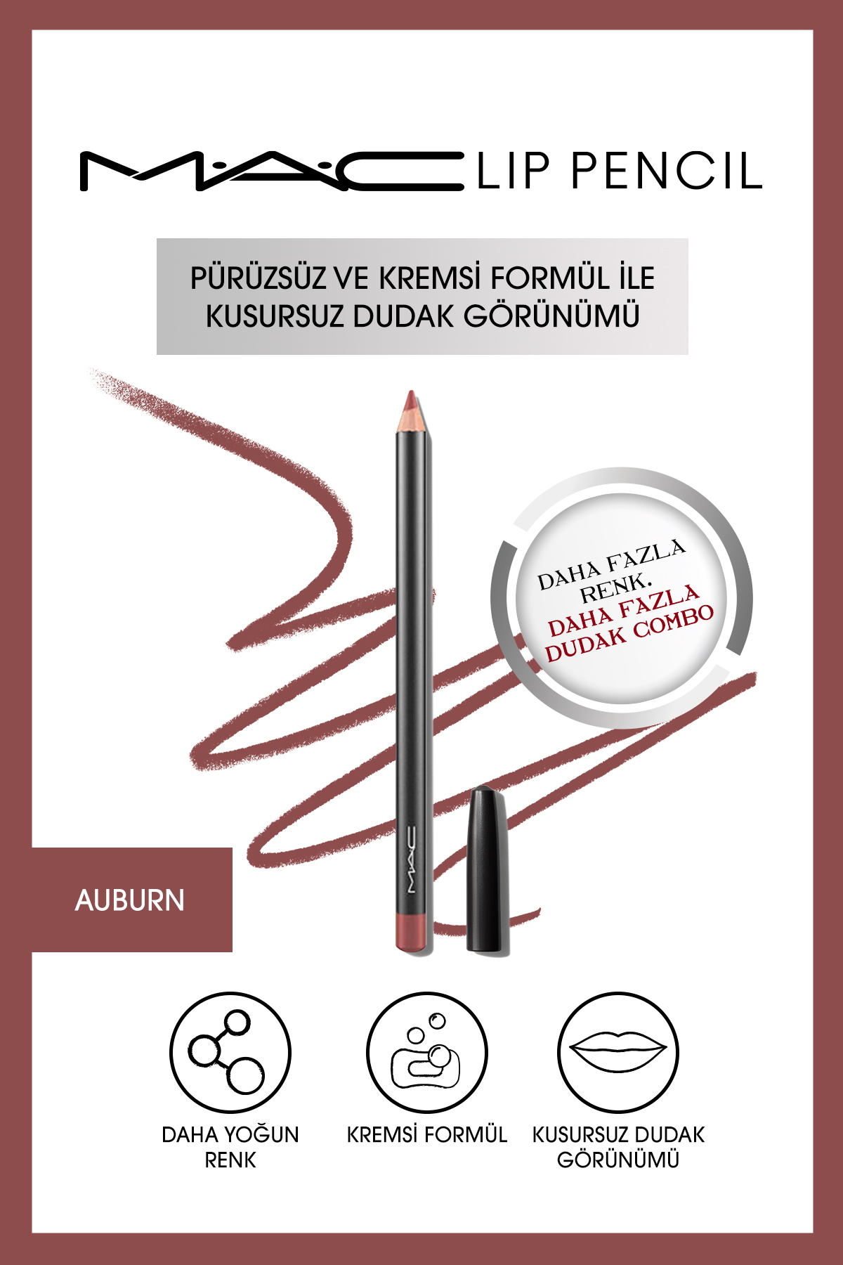 مداد لب Lip Pencil مدل AUBURN نارنجی مایل به قرمز قهوه ای شدید حجم 1.45 میل مک MAC