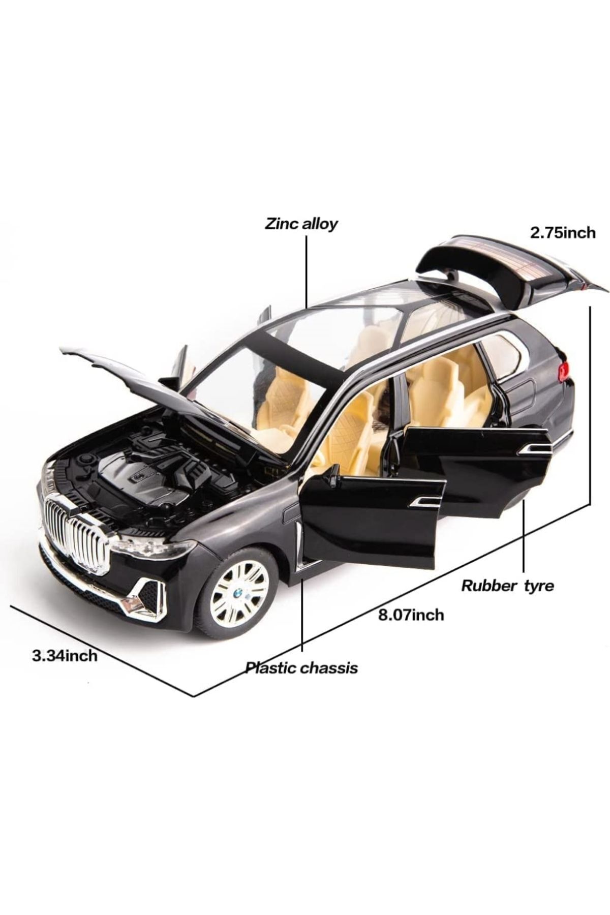 مدل خودرو BMW X7 CAR 1:24 DIECAST METAL MODEL COLLECTION JEEP SUV ماشین با صدا و نور اورجینال scntoys