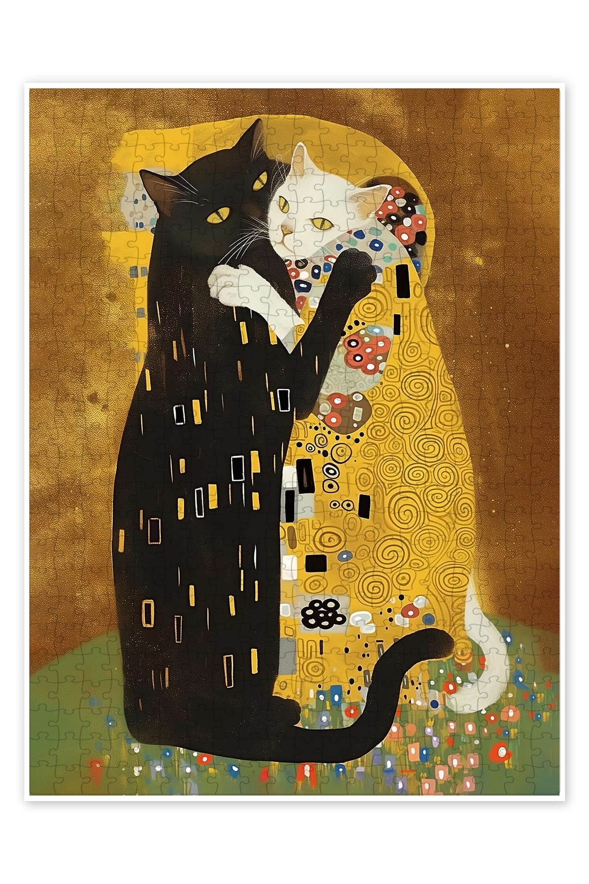 پازل KITTY KLIMT KISS 500 PIECE PUZZLE اره منبت کاری مویی گربه سگ با تم حیوانات جنگل و طبیعت از ترکیه Jeronkarji