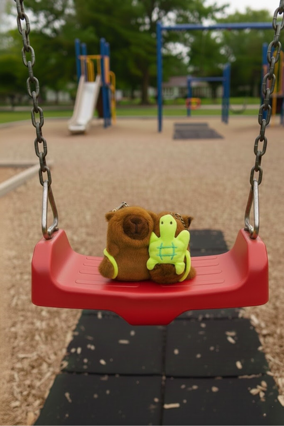 جلیقه کلید جاکلیدی مخمل دار بامزه CAPYBARA LABOUBU سولفات سبز لاک پشت 10 سانتی متر Viyalente