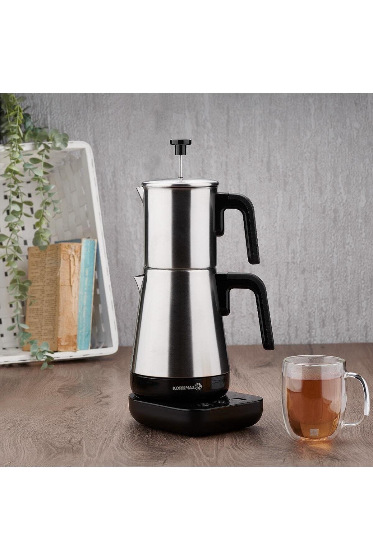 چای ساز قوری برقی مدرنا مشکی ساتن A850 اورجینال KORKMAZ