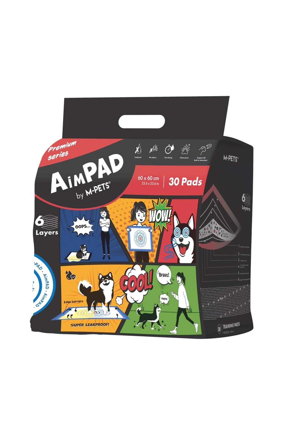 پد آموزش ادرار سگ ام‌پتس M-PETS AİMPAD، ۶۰ × ۶۰ سانتی‌متر، بسته ۳۰ عددی