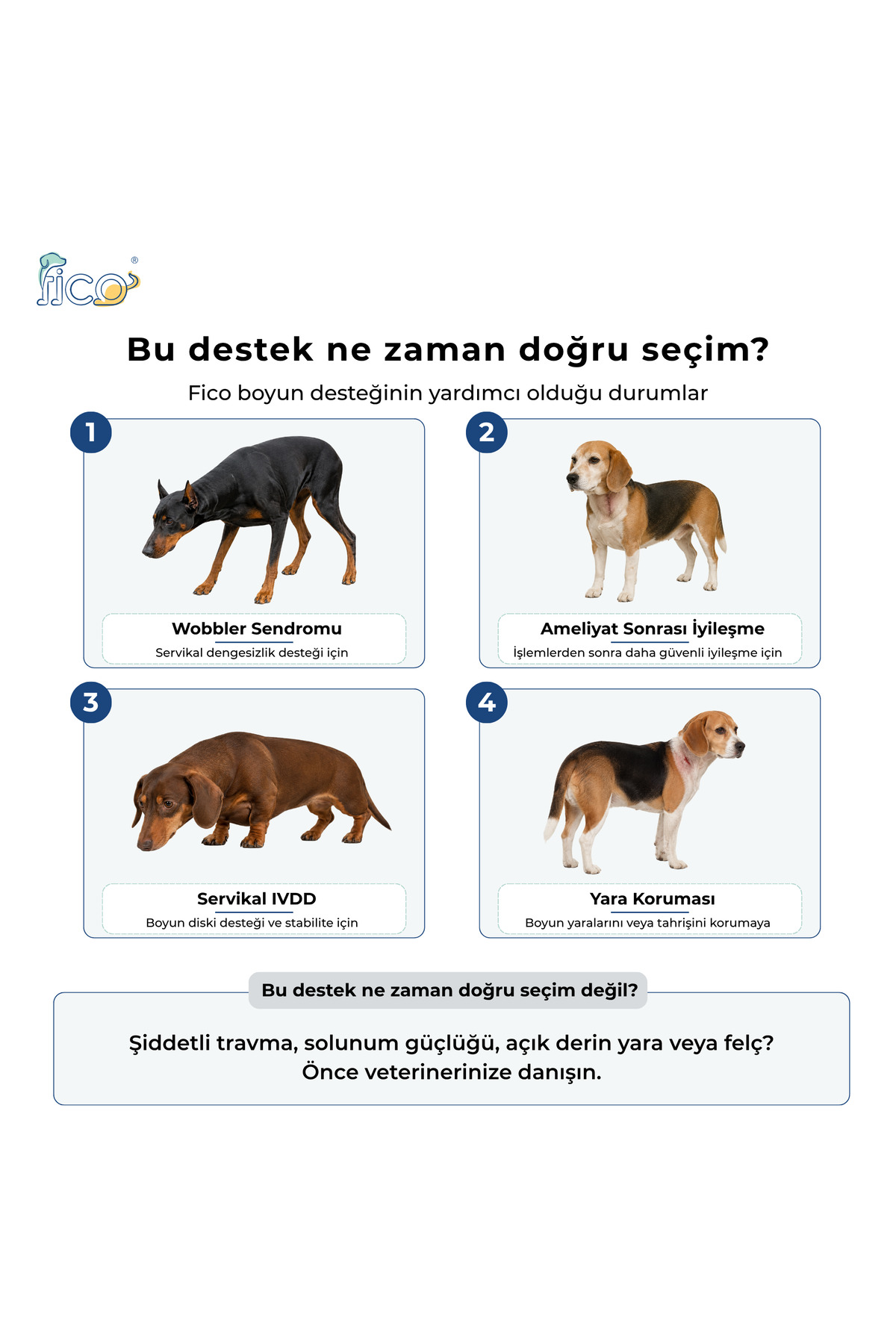 ارتز و گردنبند محافظ گردن سگ فیکو پتس Fico Pets سرمه‌ای