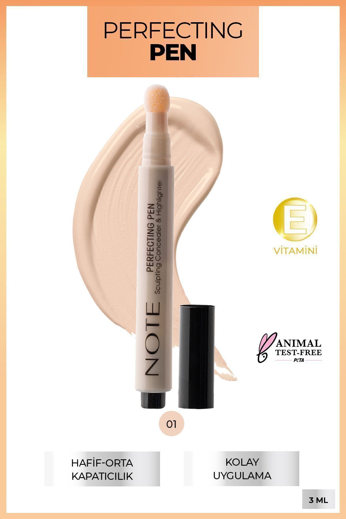 Note Cosmetics قلم پنهان کننده زیر چشم نوردهی کننده ۰۱ رز روشن