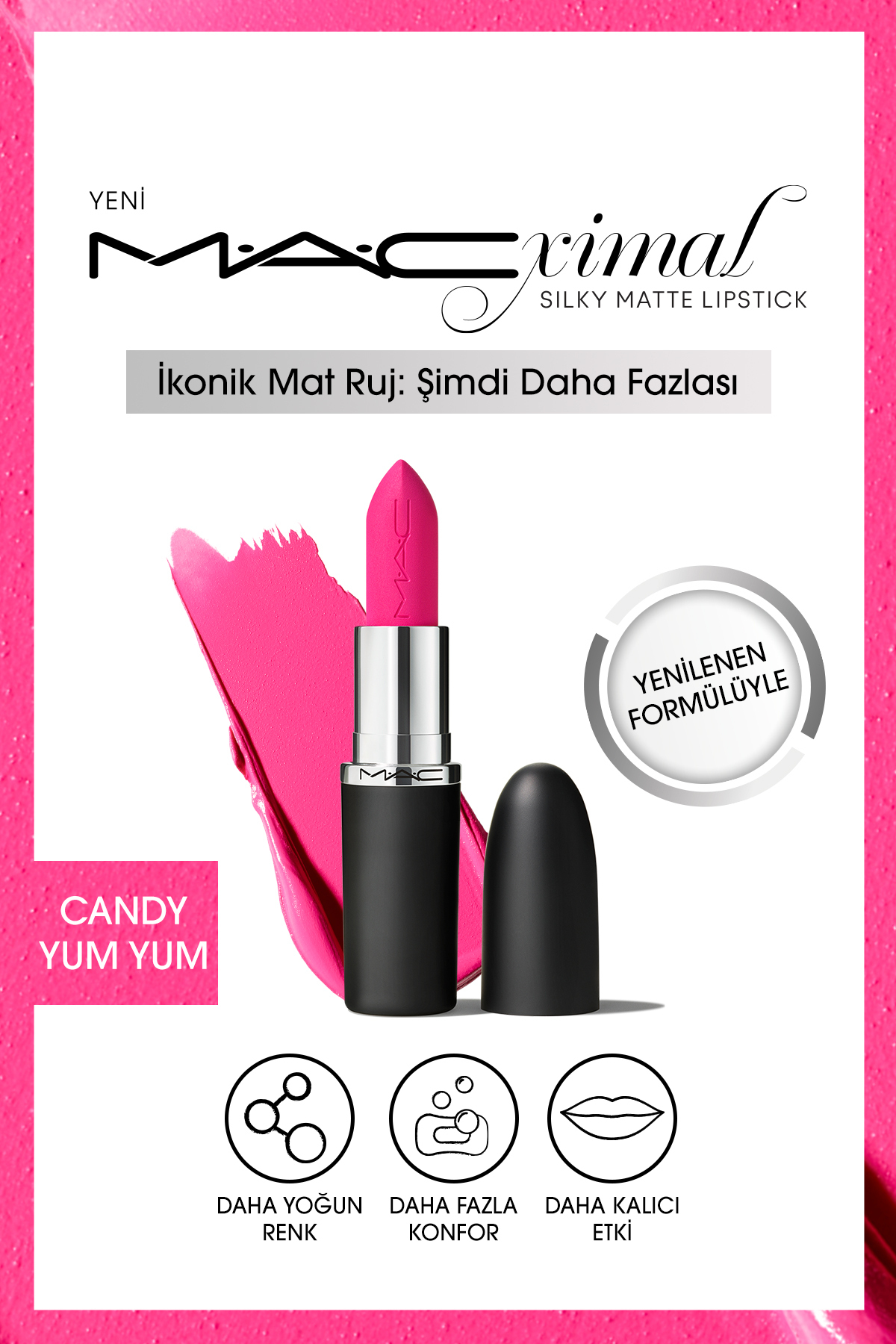 رژ لب جامد مات کندی یام یام candy yum yum حجم 3 میل مک MAC