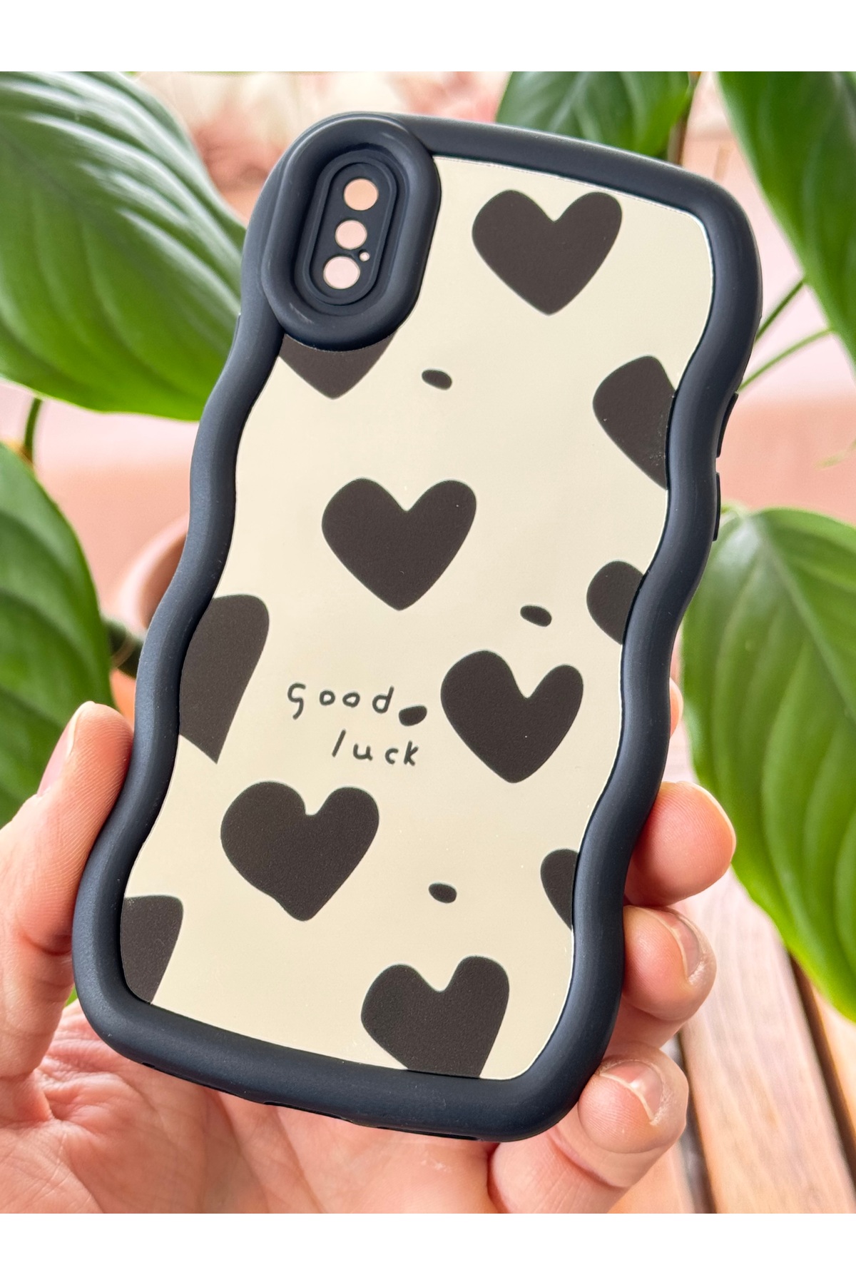 کاور و قاب سیلیکونی با لبه نرم طرح قلب آینه دار محافظ دوربین APPLE IPHONE X CASE XS فیبکس Fibaks