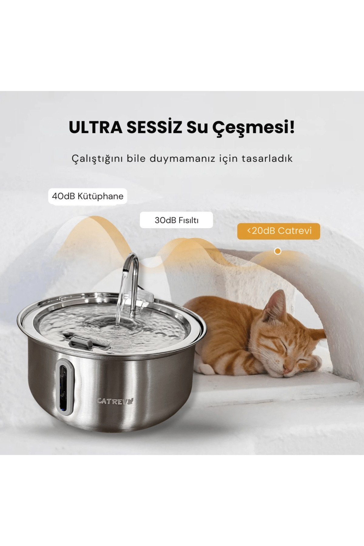 آبخوری فواره‌ای ۴ لیتری استیل سگ و گربه کاترِوی Catrevi، مدل Supınarı4L