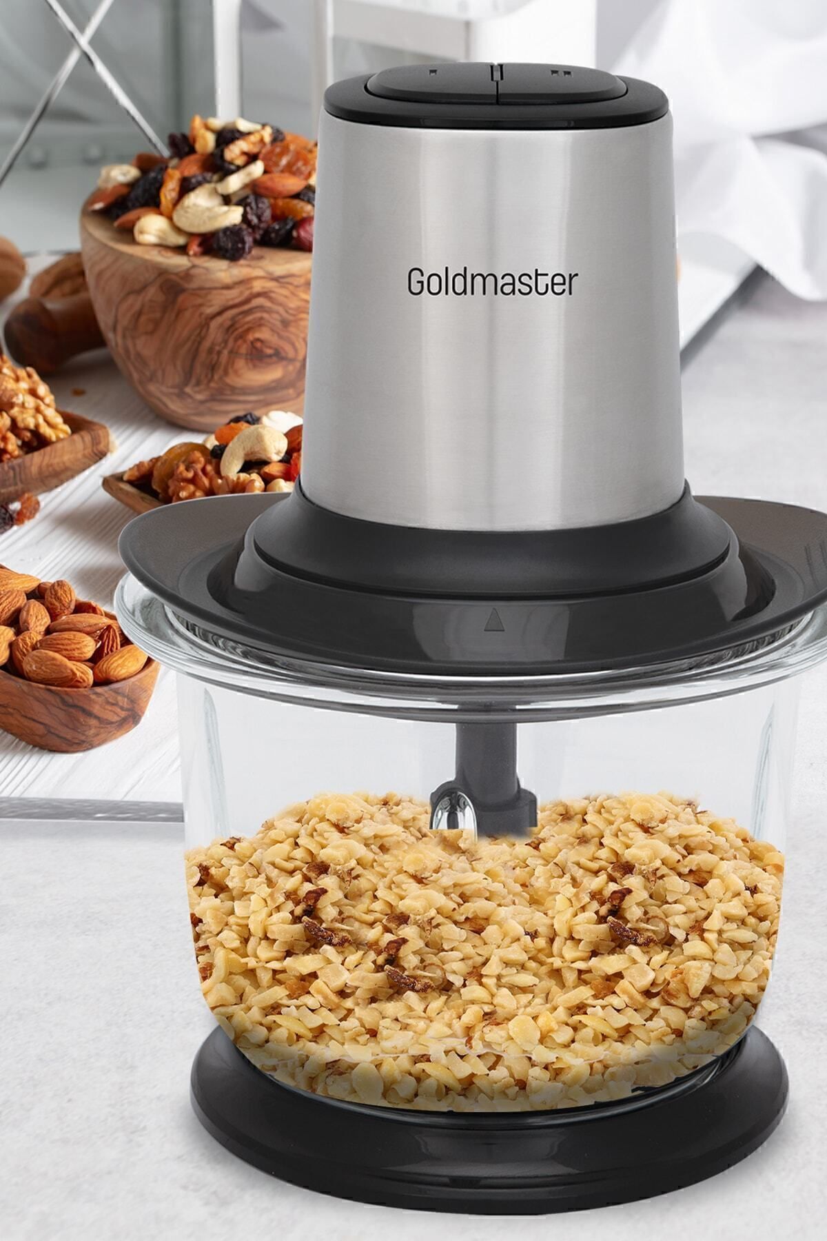 خردکن و غذا ساز کاسه شیشه ای بزرگ PLANET 1.5 لیتری تنظیم 2 سطح 4 تیغه فولاد ضد زنگ اینوکس RONDO CHOPPER اورجینال GoldMaster