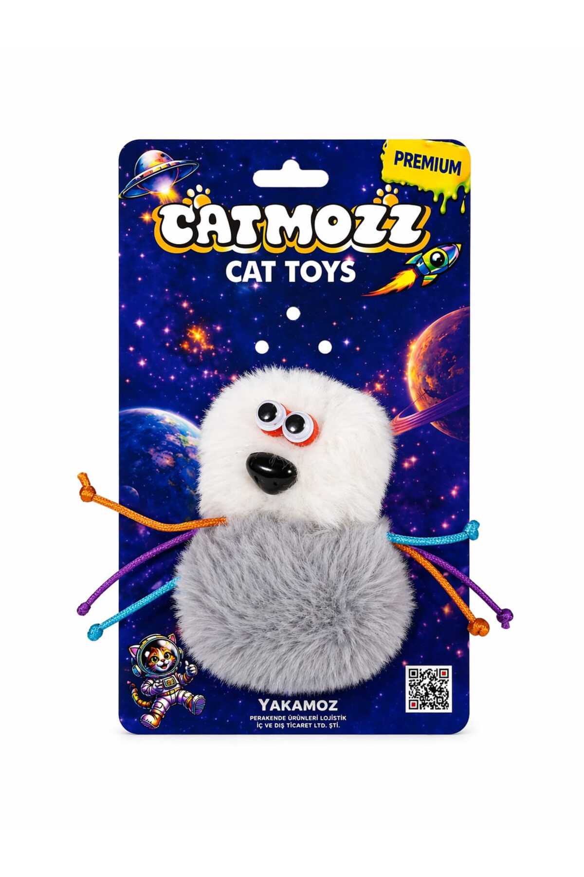 اسباب‌بازی گربه عنکبوت پولیشی با نخ پوم‌پوم، کت‌موز CatMozz سفید