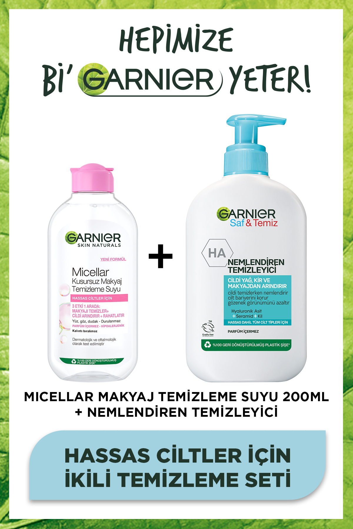 Garnier آب پاک کننده مرطوب کننده و تمیز کننده 250 میلی لیتر و آب تمیز کننده میسلار 200 میلی لیتر