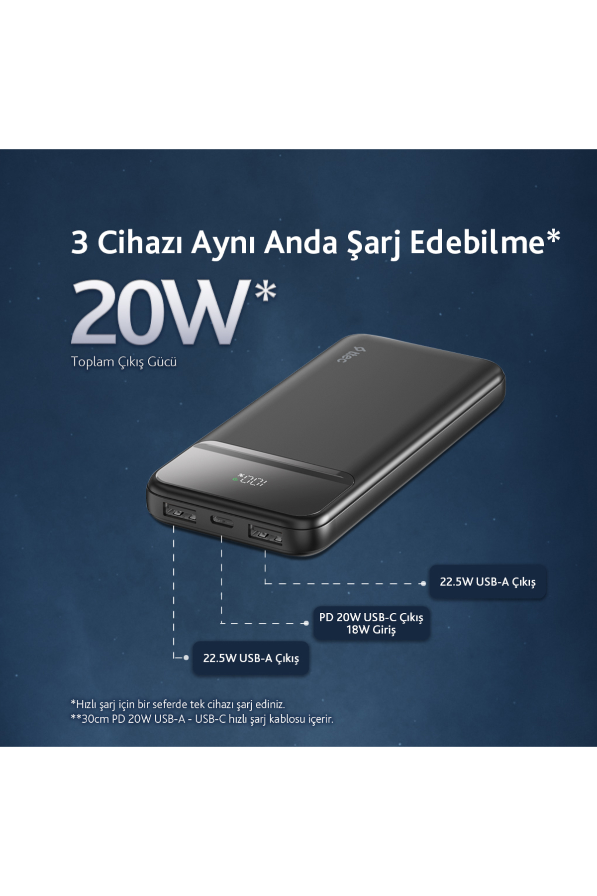 پاوربانک شارژر LCD 10000 میلی آمپر ساعتی PD 20 واتی سریع قابل حمل 2BB233S اورجینال Ttec