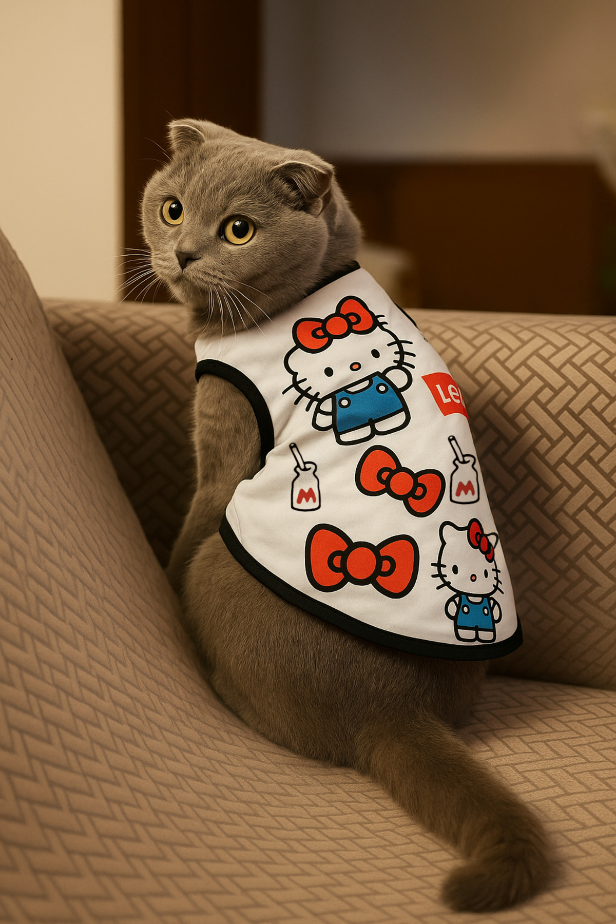 لباس سگ تاپ تانک و گربه ایمن ساخت فصل جدید HELLO KITTY اورجینال Monopetz