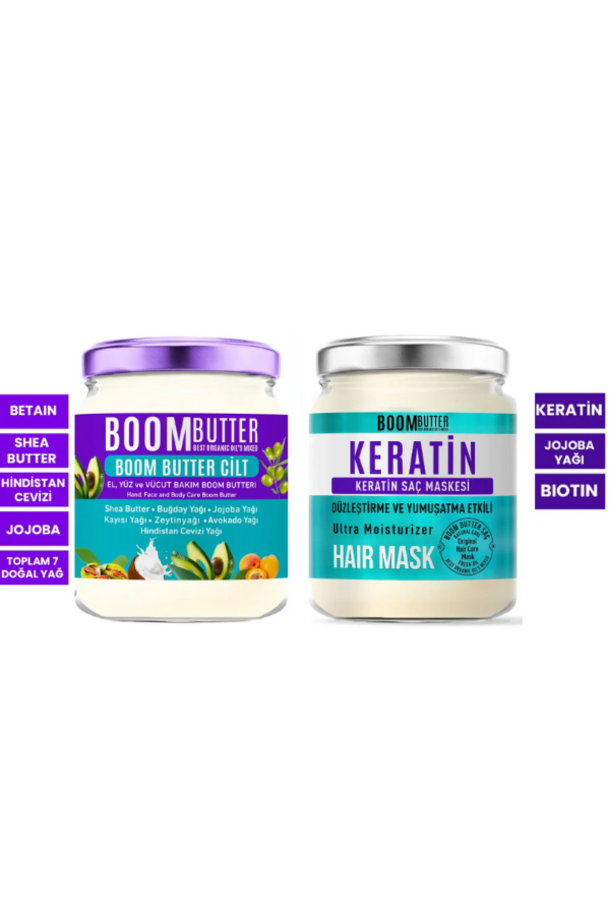 ماسک موی کراتین BOOM BUTTER 190 میلی لیتر+روغن مراقبت از پوست ضد خشکی لیتر+خمیر دندان رنگ: نامشخص پروکسین PROCSIN