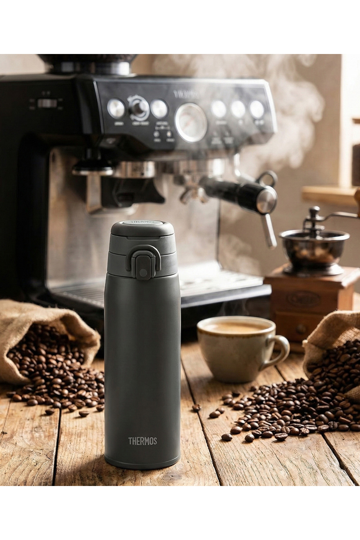 فلاسک لیوان فوق سبک JOS 550 0.55 لیتری خاکستری تیره اورجینال Thermos