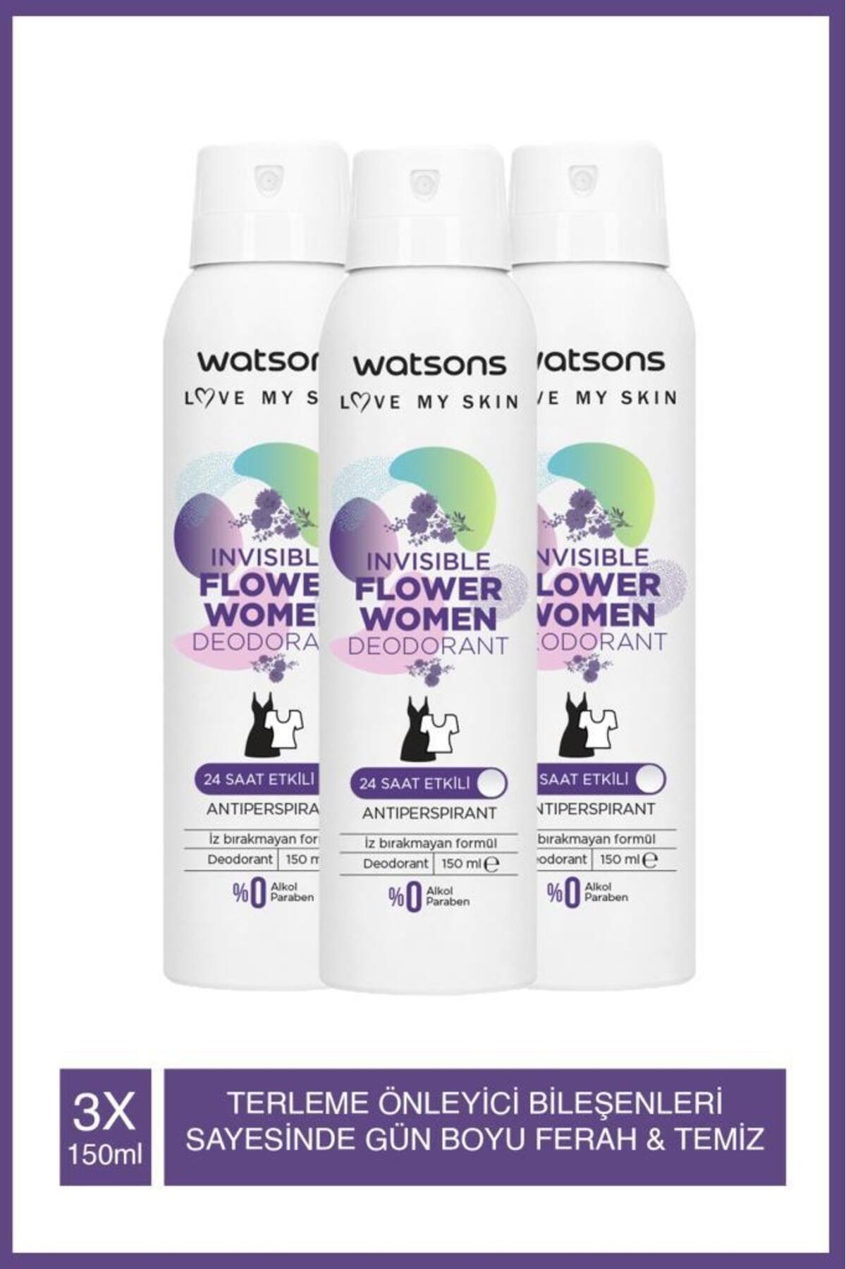 اسپری دئودورانت Invisible Flower واتسونز Watsons، بسته ۳ عددی 150ml