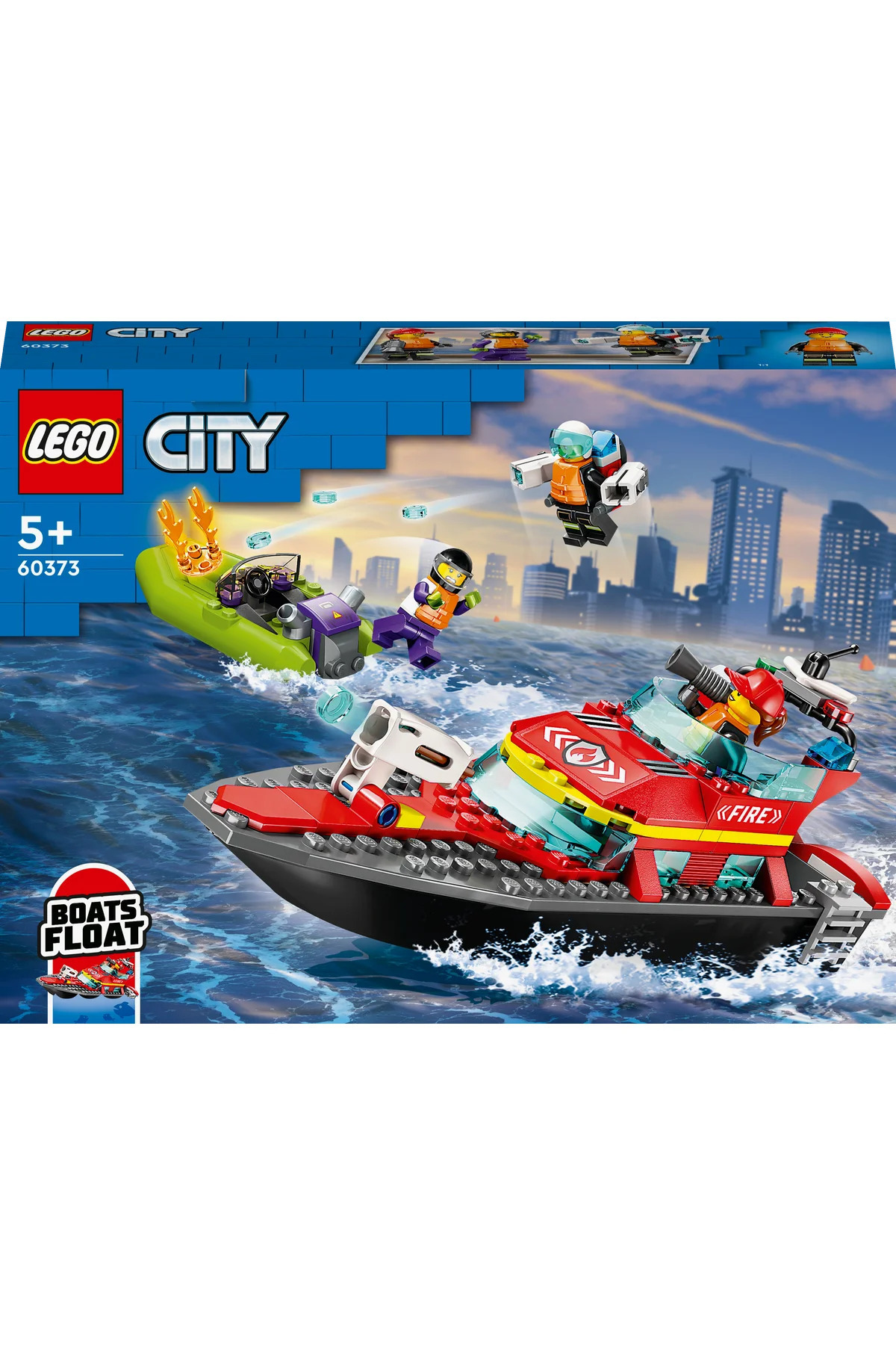 LEGO مجموعه ساخت شناور امدادگر آتش نشانی شهر 60373 برای کودکان 5 سال و بالاتر (144 قطعه)