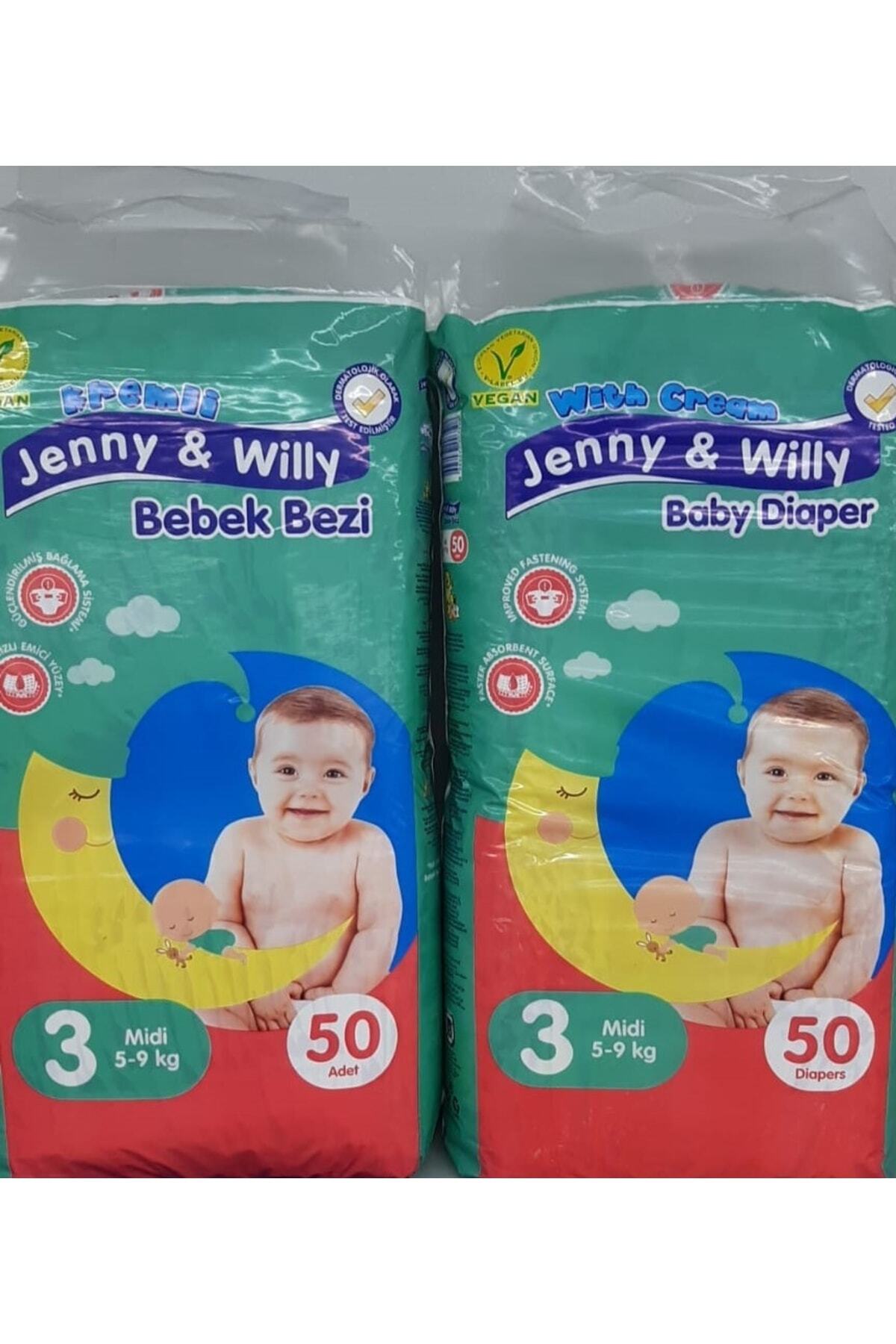 پوشک بچه JENNY &amp; WILL 5 9 کیلوگرمی MIDI 50 2 بسته 100 تایی اورجینال Jenny &amp; Willy