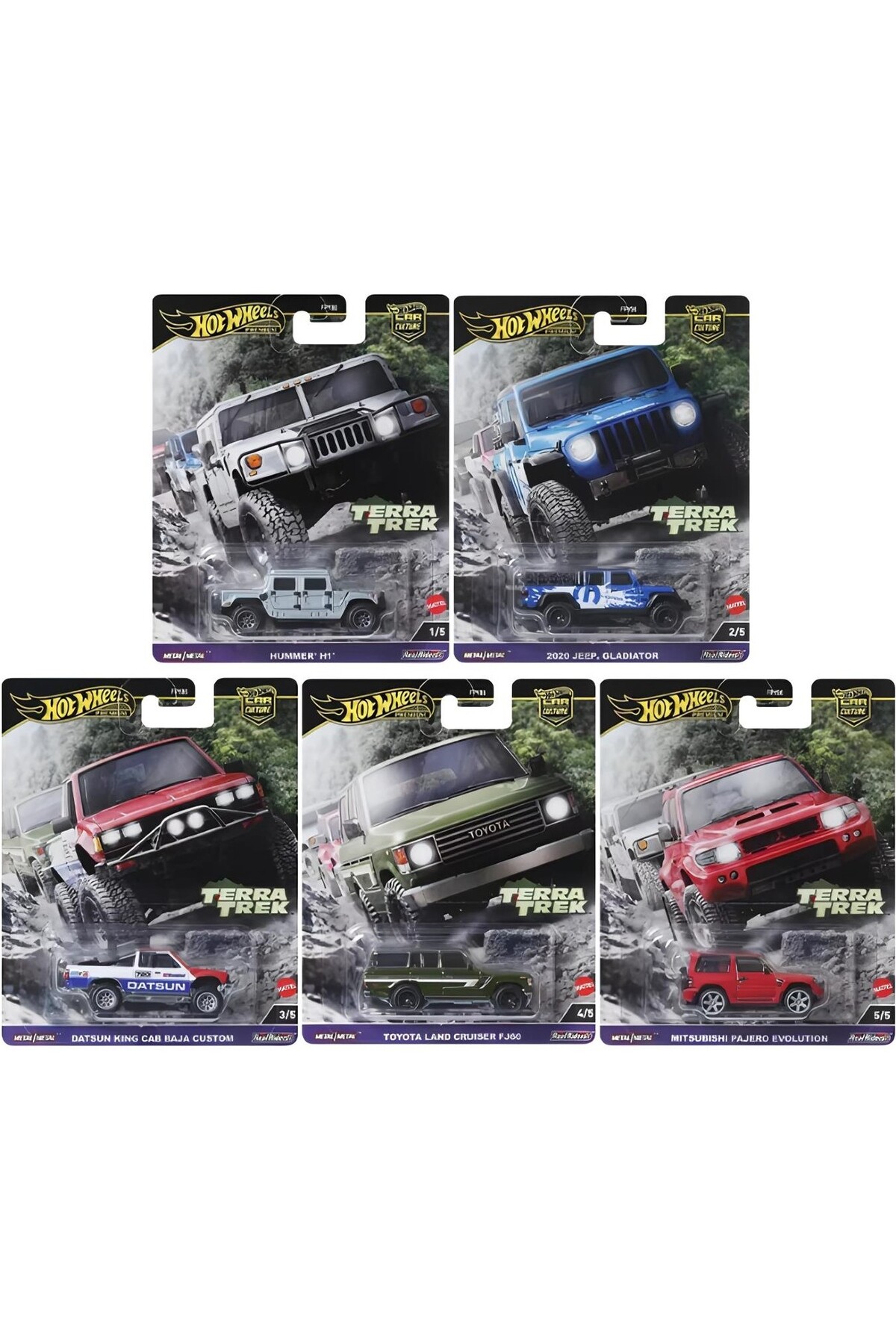 ماشین اسباب بازی مجموعه 5 تایی پریمیوم فرهنگ خودرو TERRA TREK از ترکیه HOT WHEELS