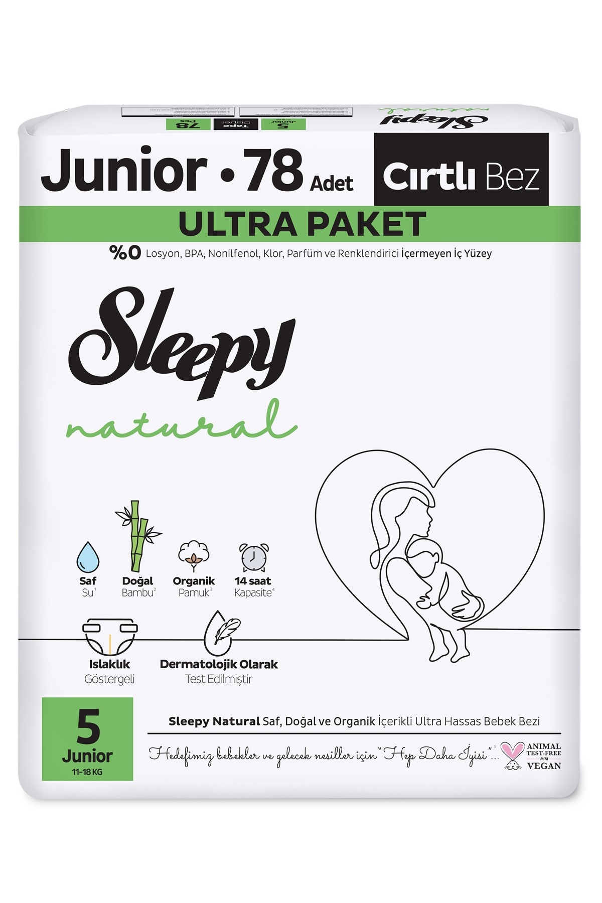 پوشک بچه سایز طبیعی: 5 11 18 کیلوگرم جونیور 78 تکه ULTRA PK اورجینال Sleepy