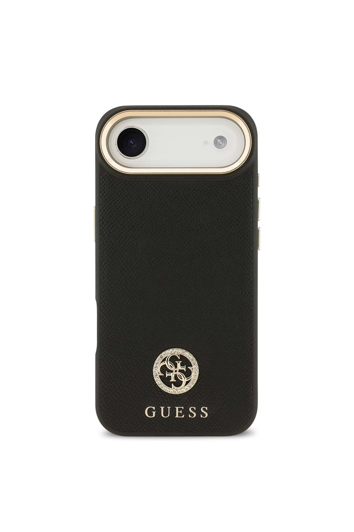 کاور و قاب سازگار با هوای IPHONE 17 دارای مجوز M SAFE GRAINED TEXT AND STONED 4G LOGO COVER مشکی اورجینال Guess