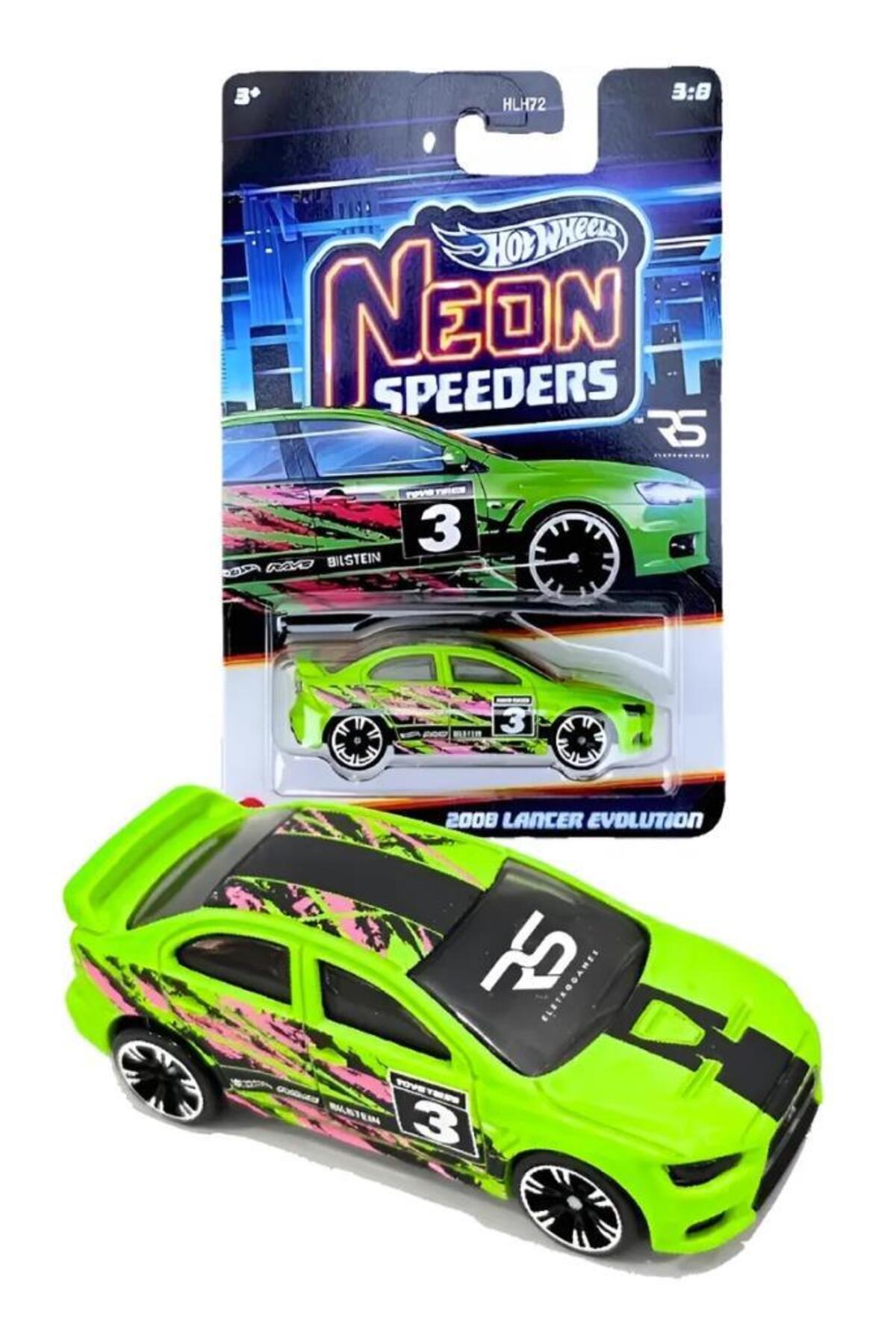 ماشین اسباب بازی NEON RACERS 2008 LANCER EVOLTION JCB02 هات ویلز اورجینال HOT WHEELS