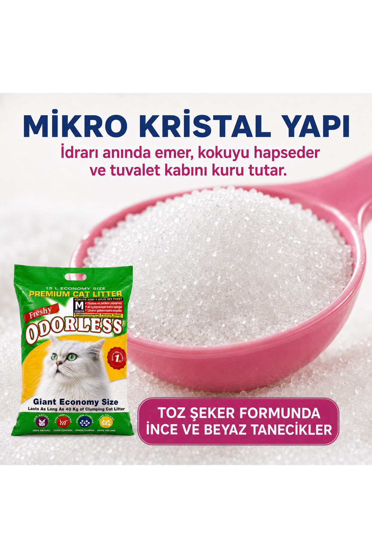 خاک گربه کریستالی میکرو بی‌بو فرشی Freshy، ۶ کیلوگرم