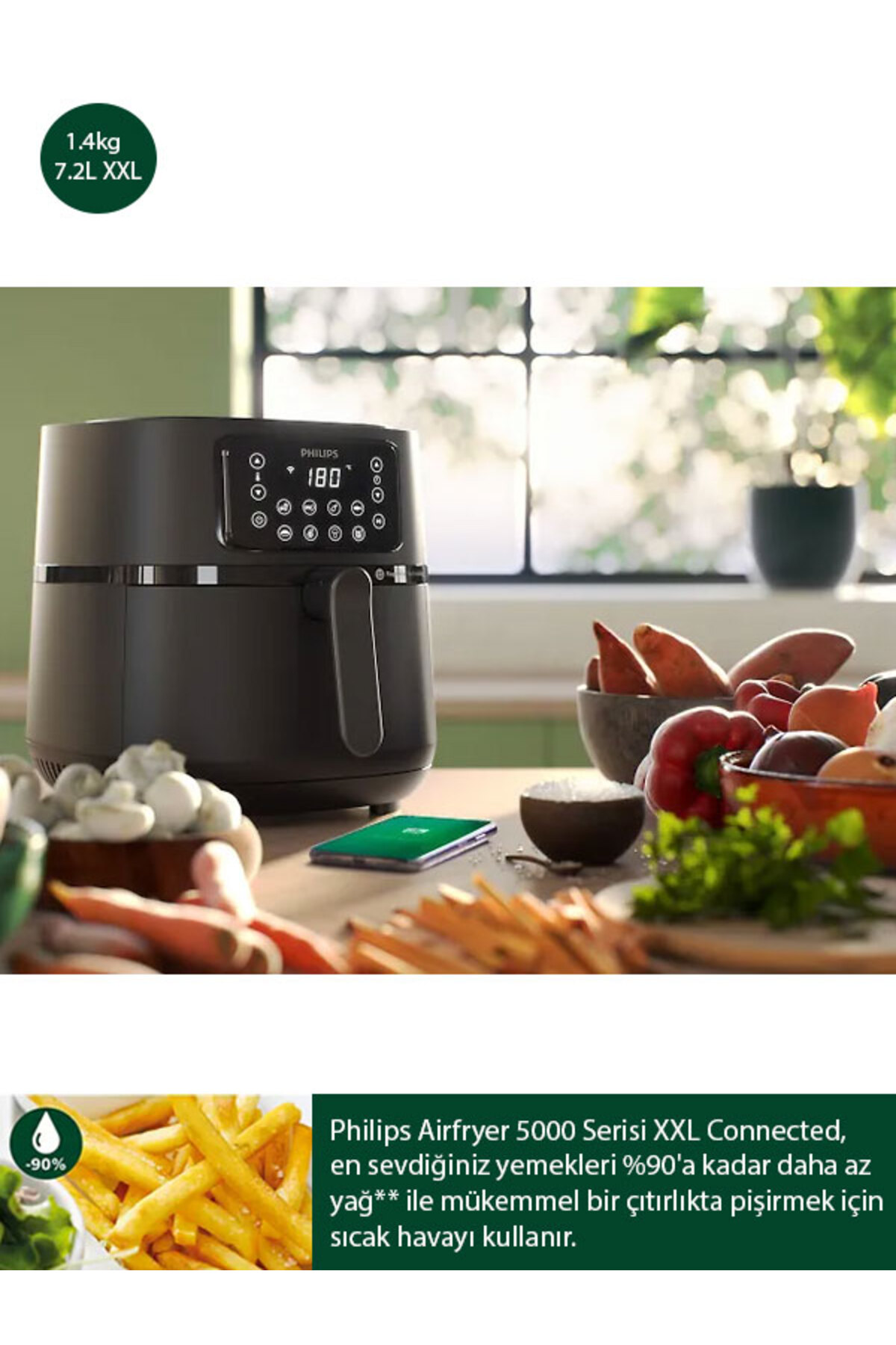 سرخ کن هدایای سینی پخت و پز بشقاب کباب AIRFRYER 5000 SERIES XXL HD9285 96 با اتصال WI FI اورجینال Philips