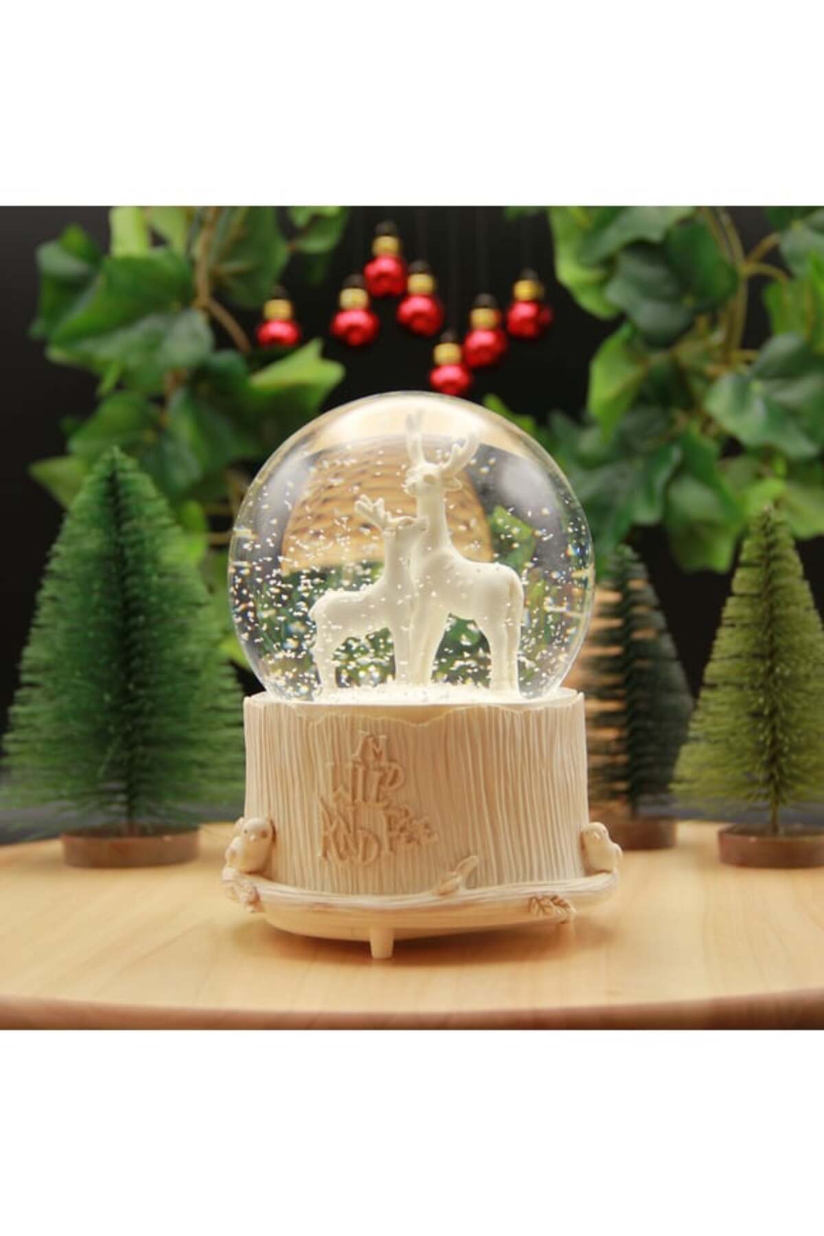 گوی برفی کریسمس DEER SNOW GLOBE مگا اندازه با موتور چراغ و موسیقی از ترکیه keyfim shop