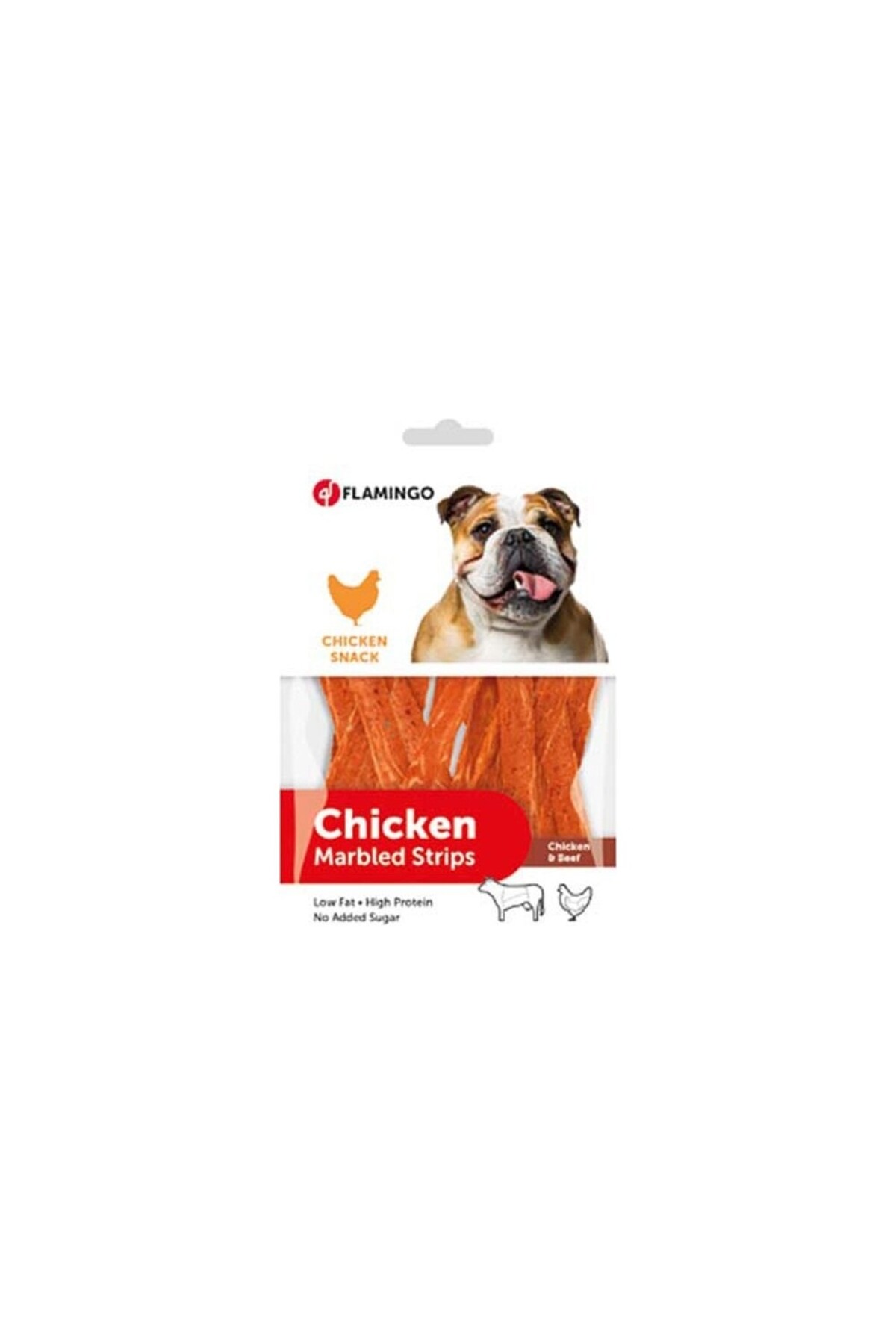 تشویقی نواری سگ Hapki Strips با مرغ و گوشت گاو، ۸۵ گرم، فلامینگو Flamingo