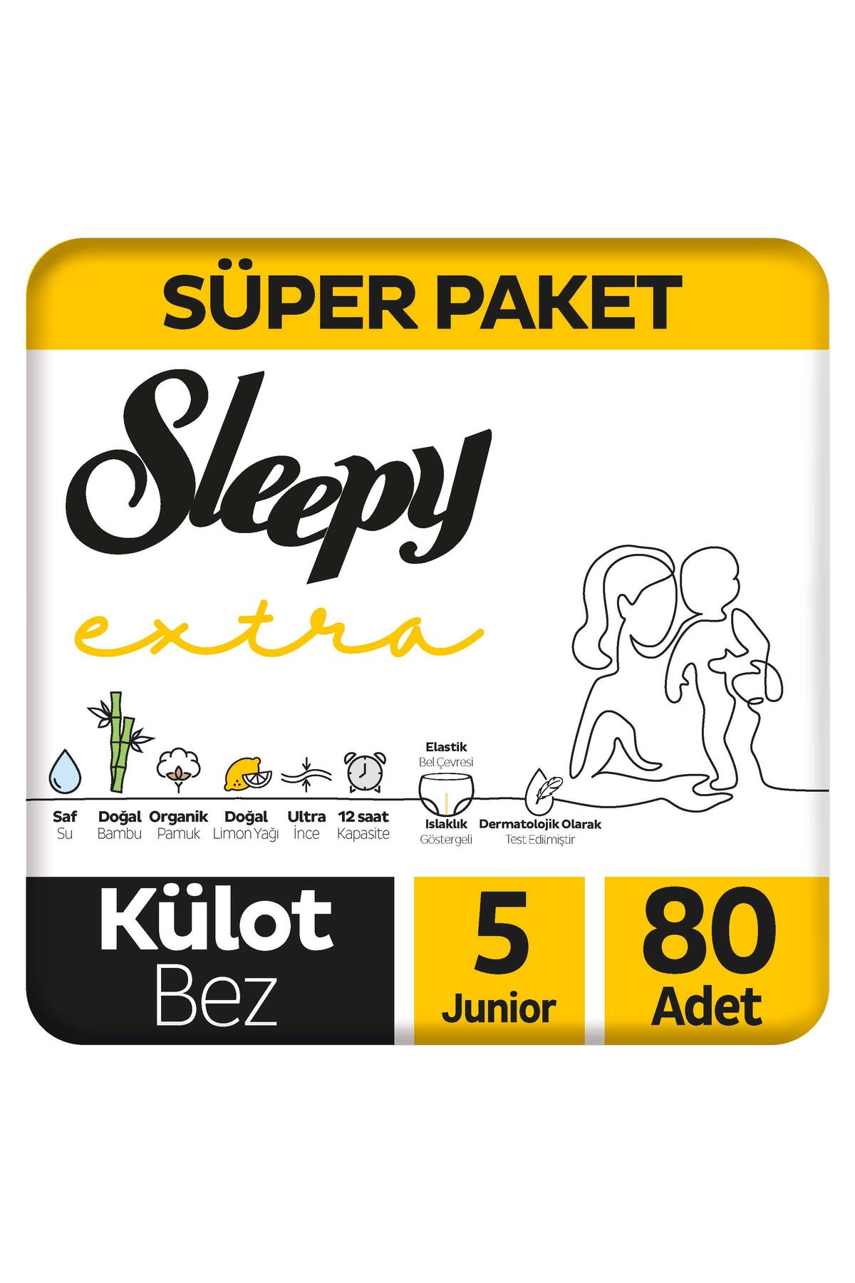 پوشک بچه فعالیت روزانه اضافی سوپر پکیج شورتی سایز 5 جونیور 80 عددی اورجینال Sleepy