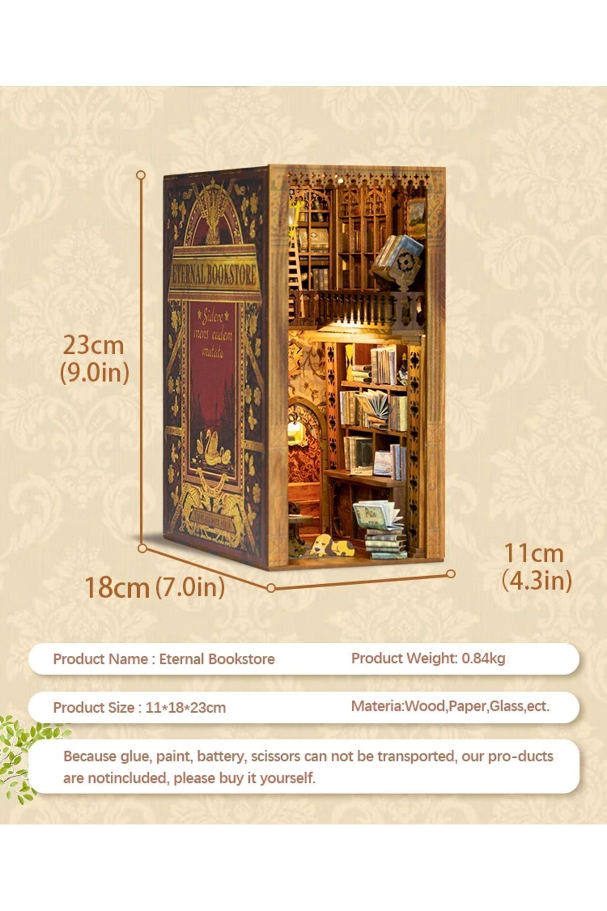 پازل کیت کتابخانه جادویی BOOK NOOK – DIY مجموعه ساختمان سه بعدی کتابفروشی ابدی CUTEBEE