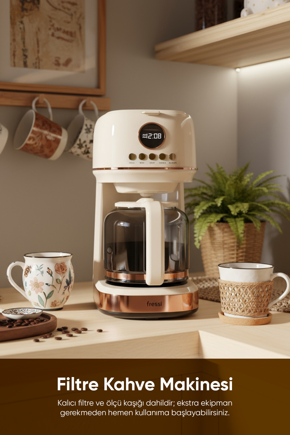 قهوه ساز فیلتری فیلتر کرم با صفحه نمایش دیجیتال FR FC09 VELUTO اورجینال Fressi