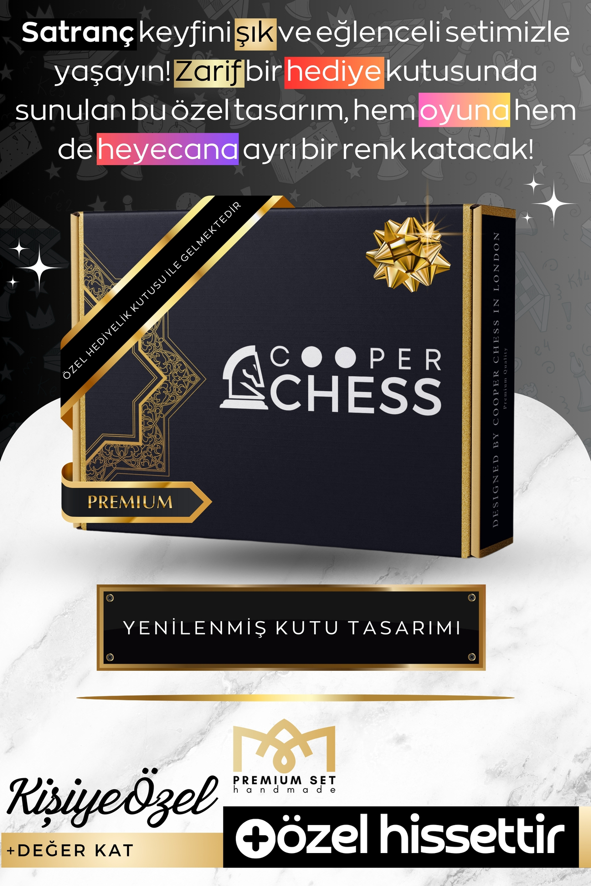 شطرنج ست فلزی برنز هدیه شخصی جعبه دار | 25 سانتی متر مرمر طرح اسطوره ای کماندار رومی Cooper Chess