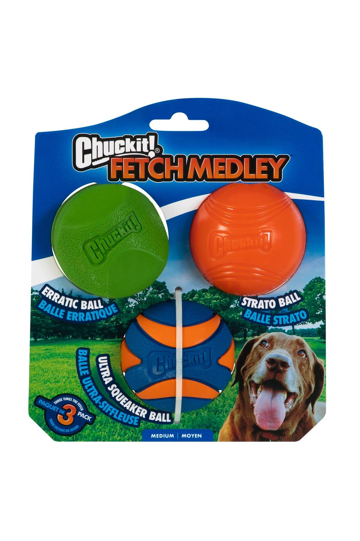 توپ بازی سگ چاکیت Chuckit ! Fetch Medley (GEN 2)، بسته ۳ عددی، سایز متوسط چندرنگ