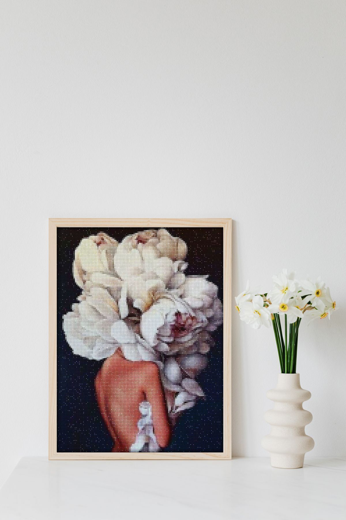 پازل گل فانتزی نقاشی الماس ملیله موزاییک مهره پردازش سنگ 30 × 40 سانتی متر MAXİ