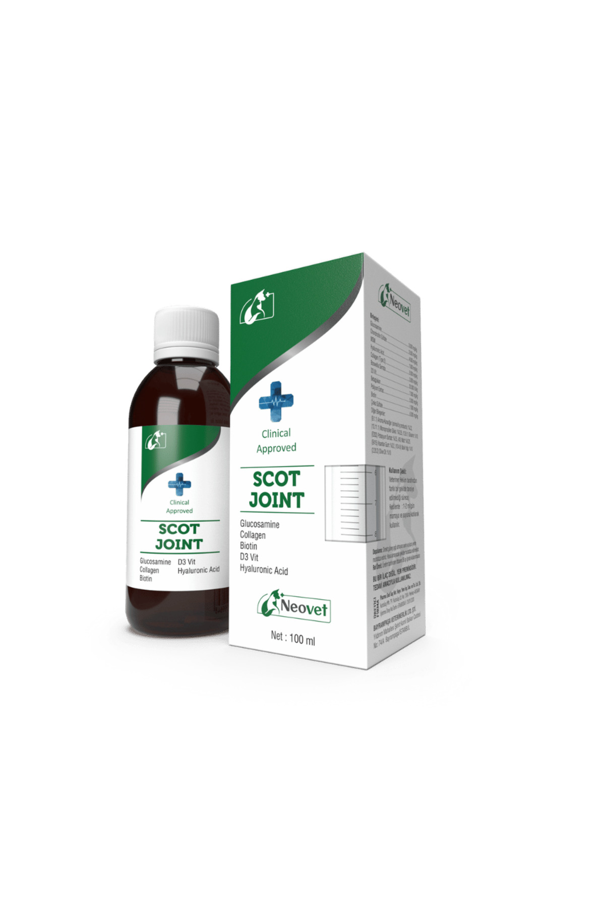 مکمل مایع مفاصل و پوشش مو برای گربه اسکاتیش فولد، نئووت Neovet Scot Joint با گلوکزامین