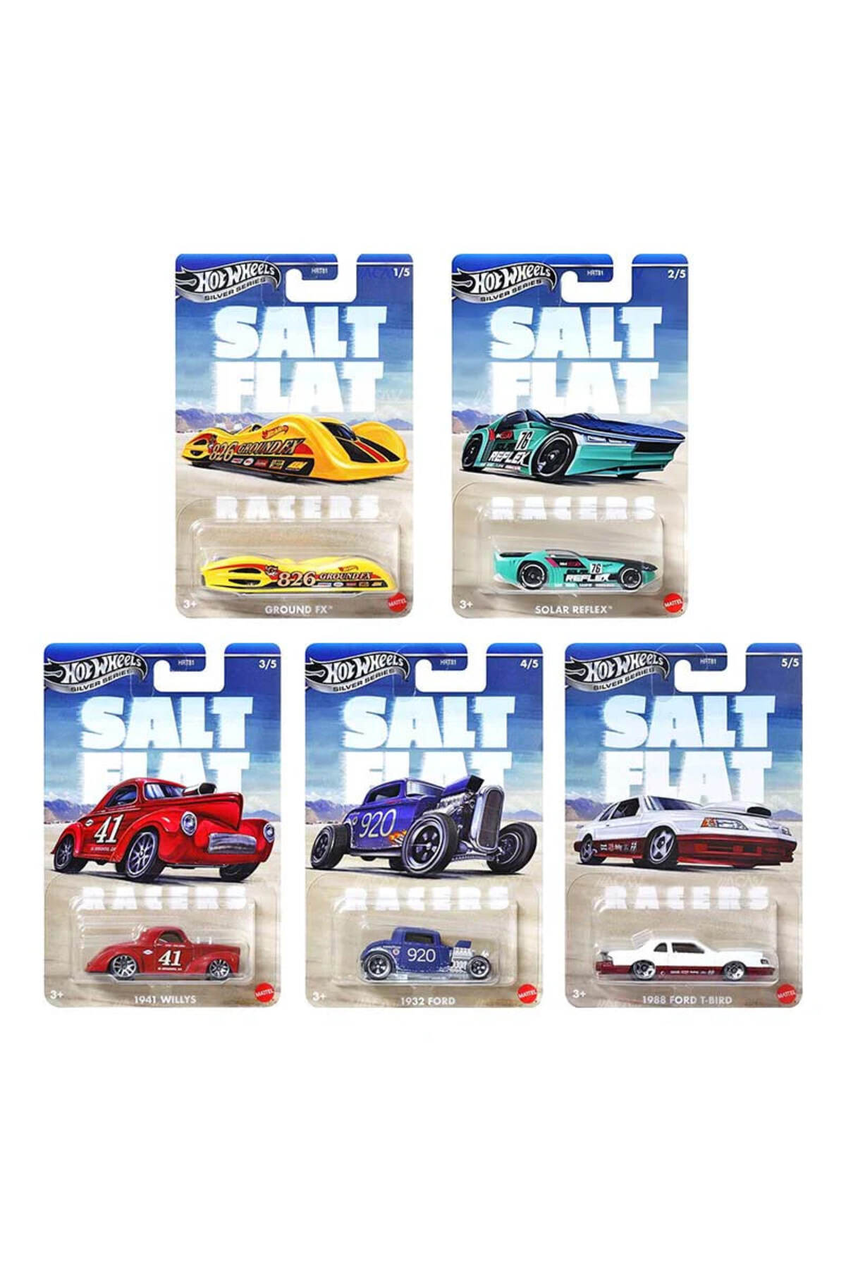 ماشین اسباب بازی HOTWHELS نمکی FLAT CARD 5 قطعه سری نقره هات ویلز اورجینال HOT WHEELS