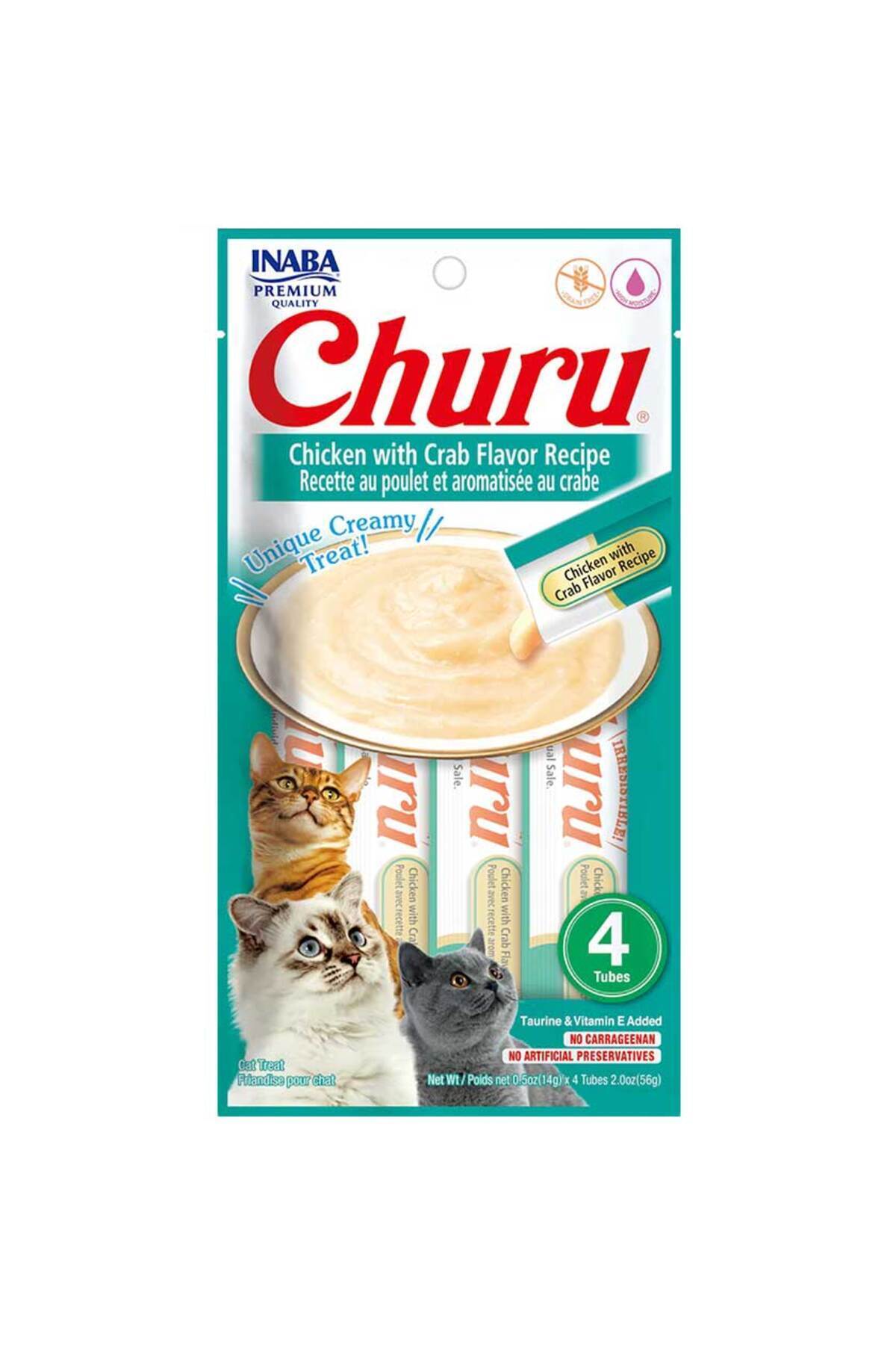 تشویقی مایع گربه اینابا Inaba Ciao Churu با طعم مرغ و خرچنگ، ۵۶ گرم