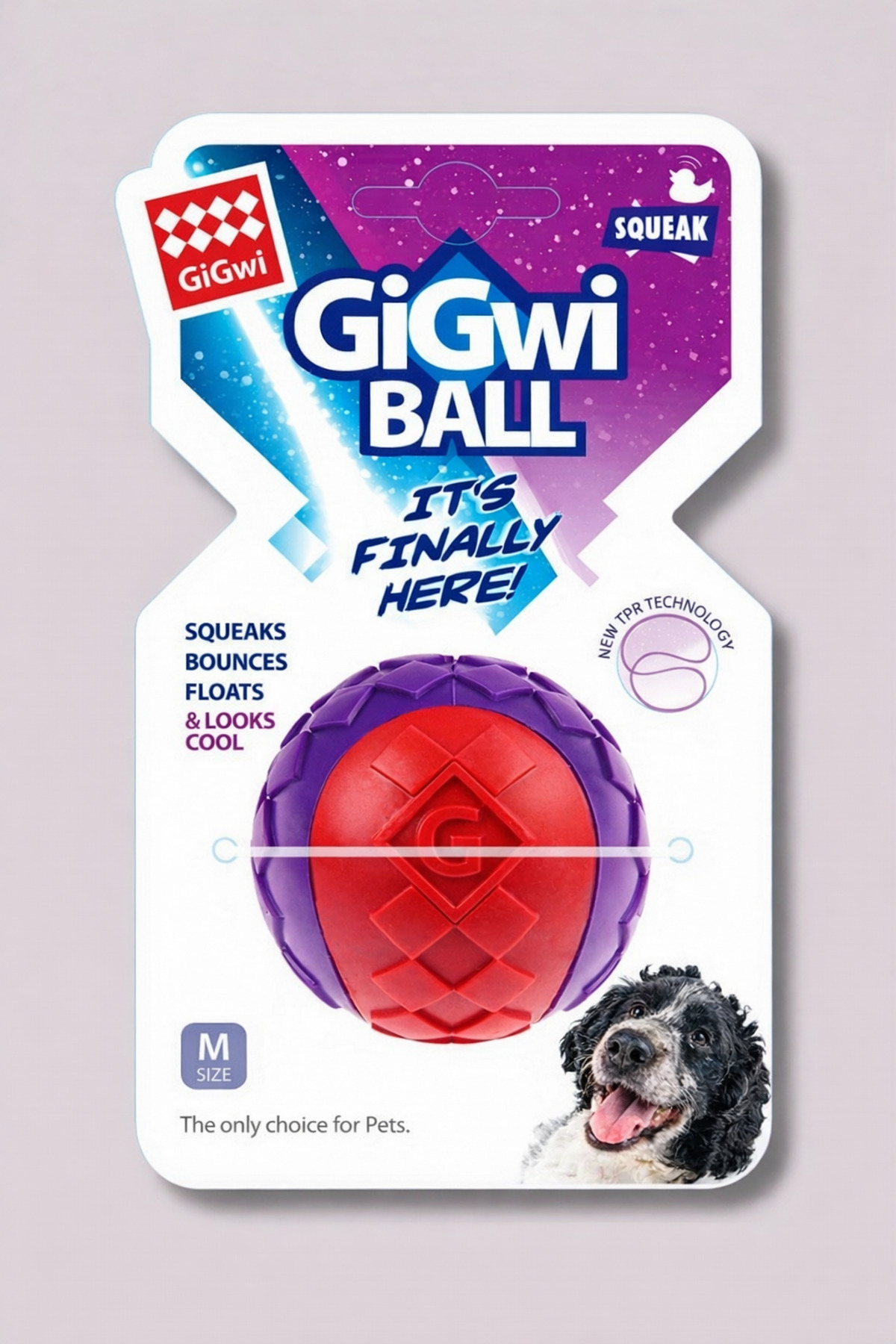 توپ بازی صدادار سگ گیگ‌وی Gigwi Originals بافت‌دار، سرمه‌ای، ۶ سانتی‌متر