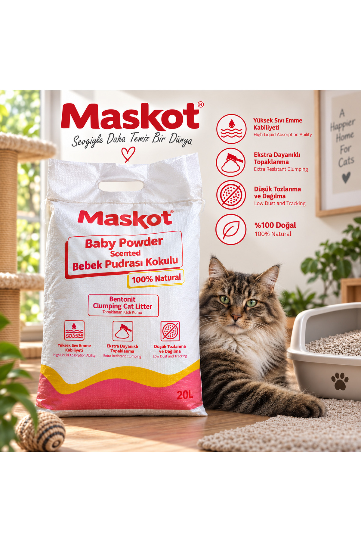 خاک گربه بنتونیتی معطر ماسکوت Maskot، ۲۰ لیتر